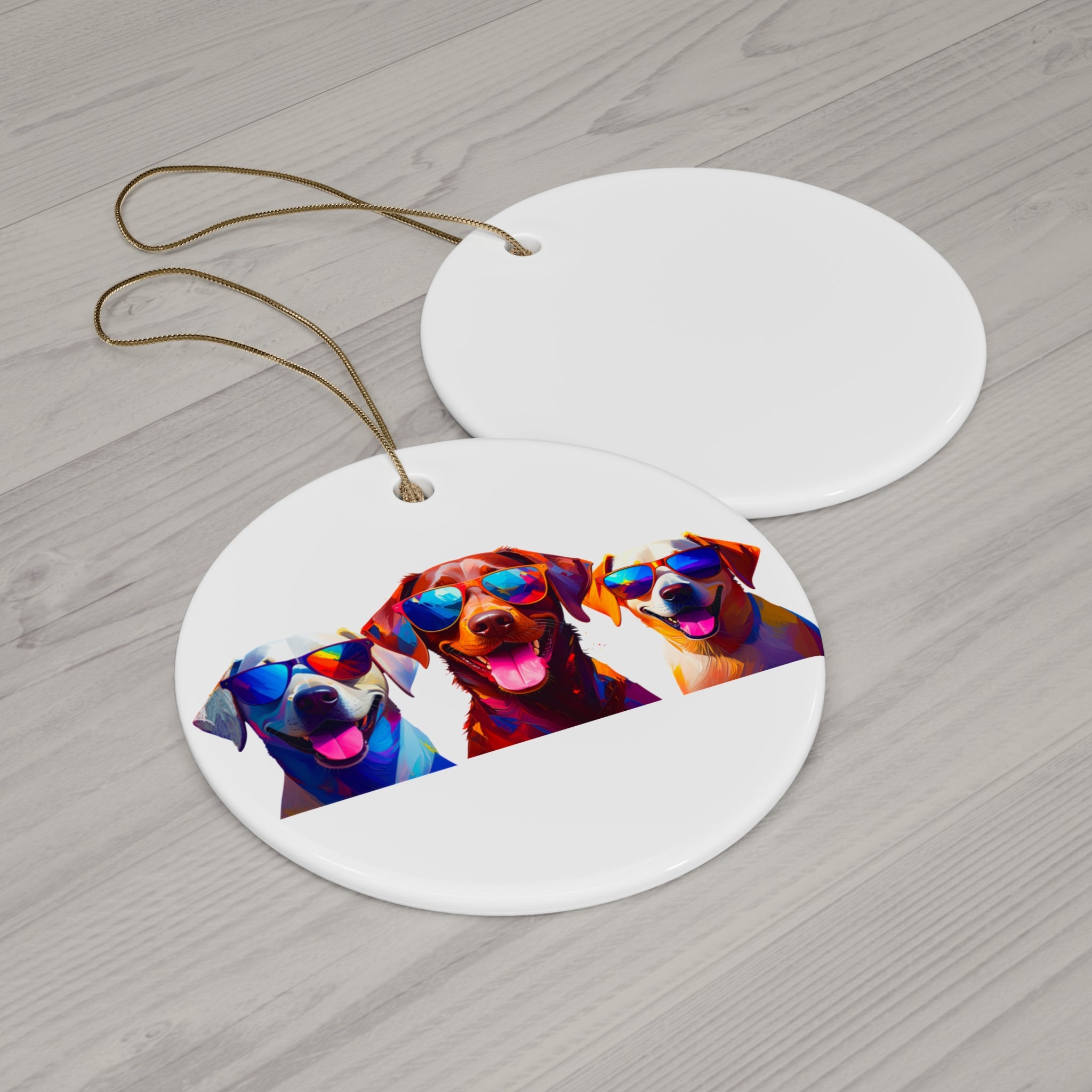 3 Labs Sunglasses Christmas Ceramic Ornament