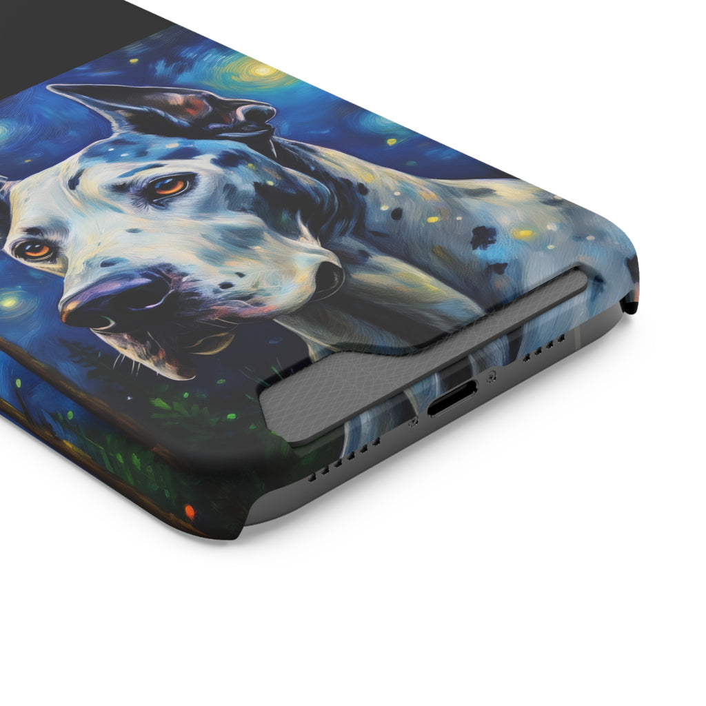 Great Dane Stary Night Phone Case with Card Holder