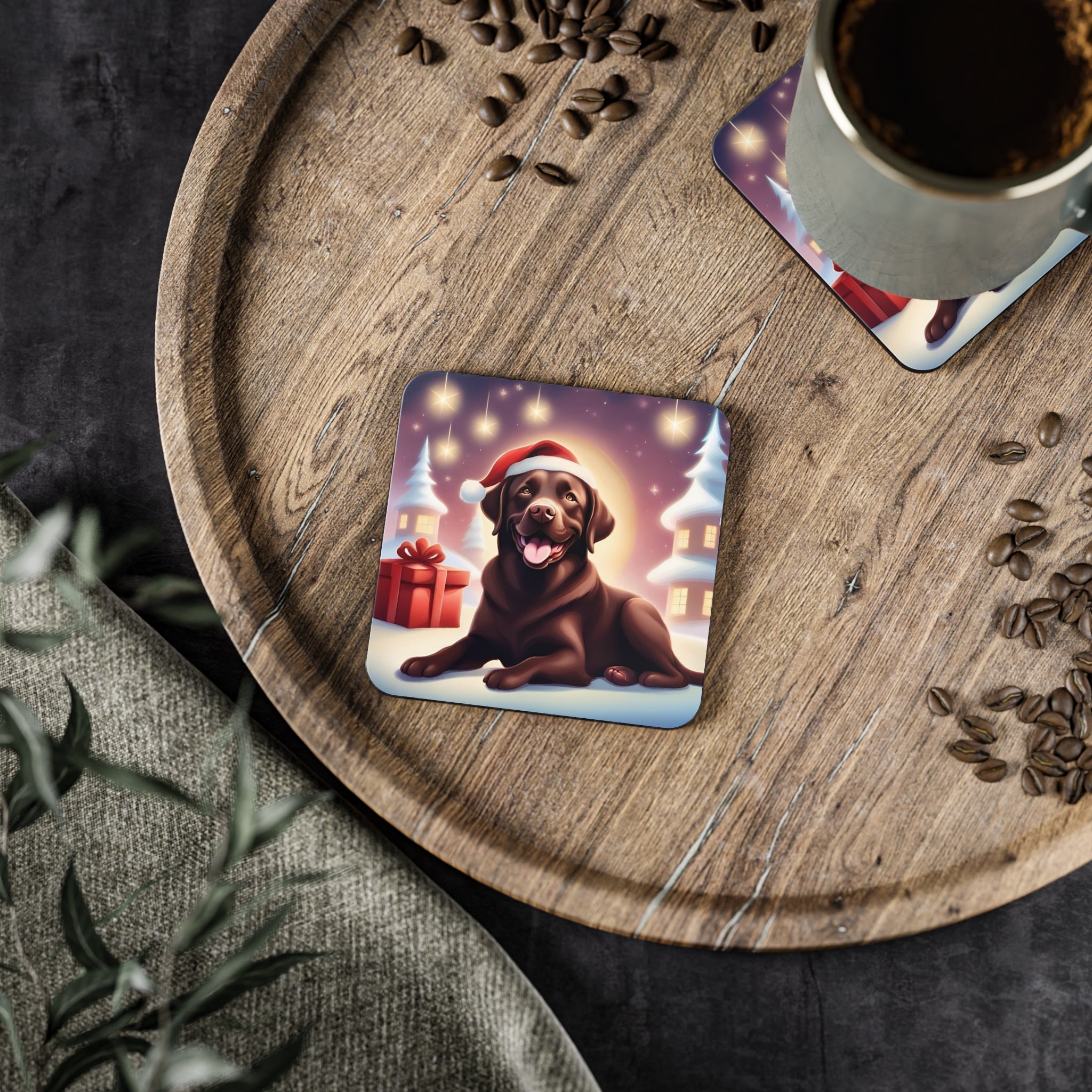 Chocolate Lab Holiday Coasters