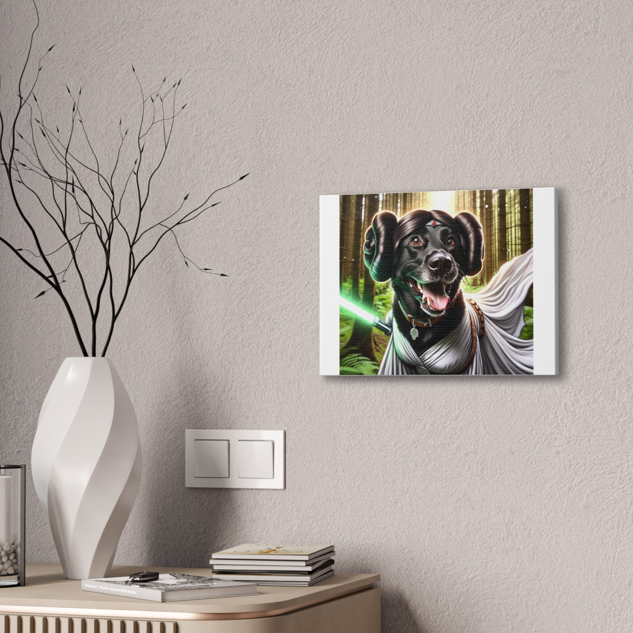 Black Lab Galaxy Princess Canvas Stretched, 0.75"