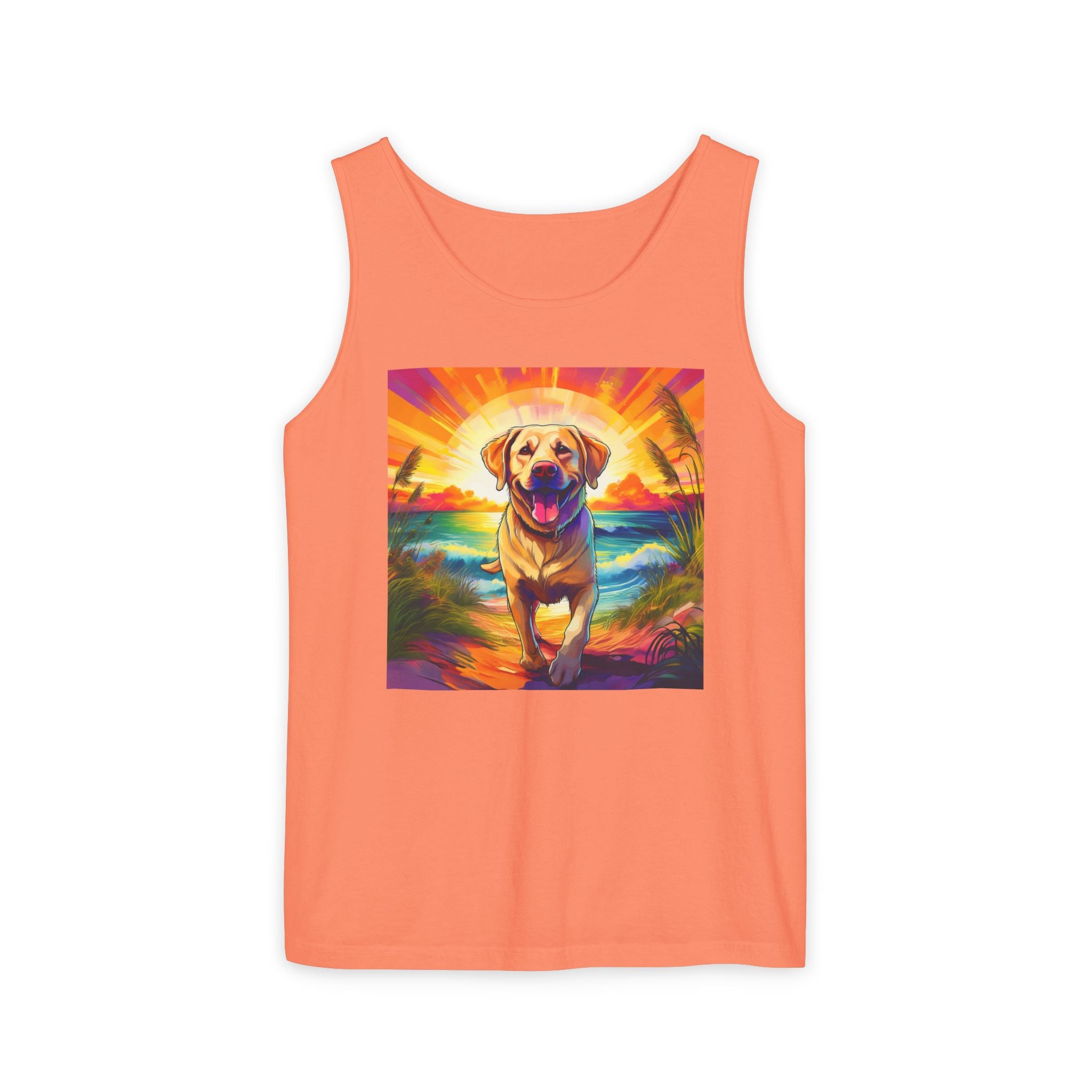 Yellow Lab Sunset Beach Unisex Tank Top