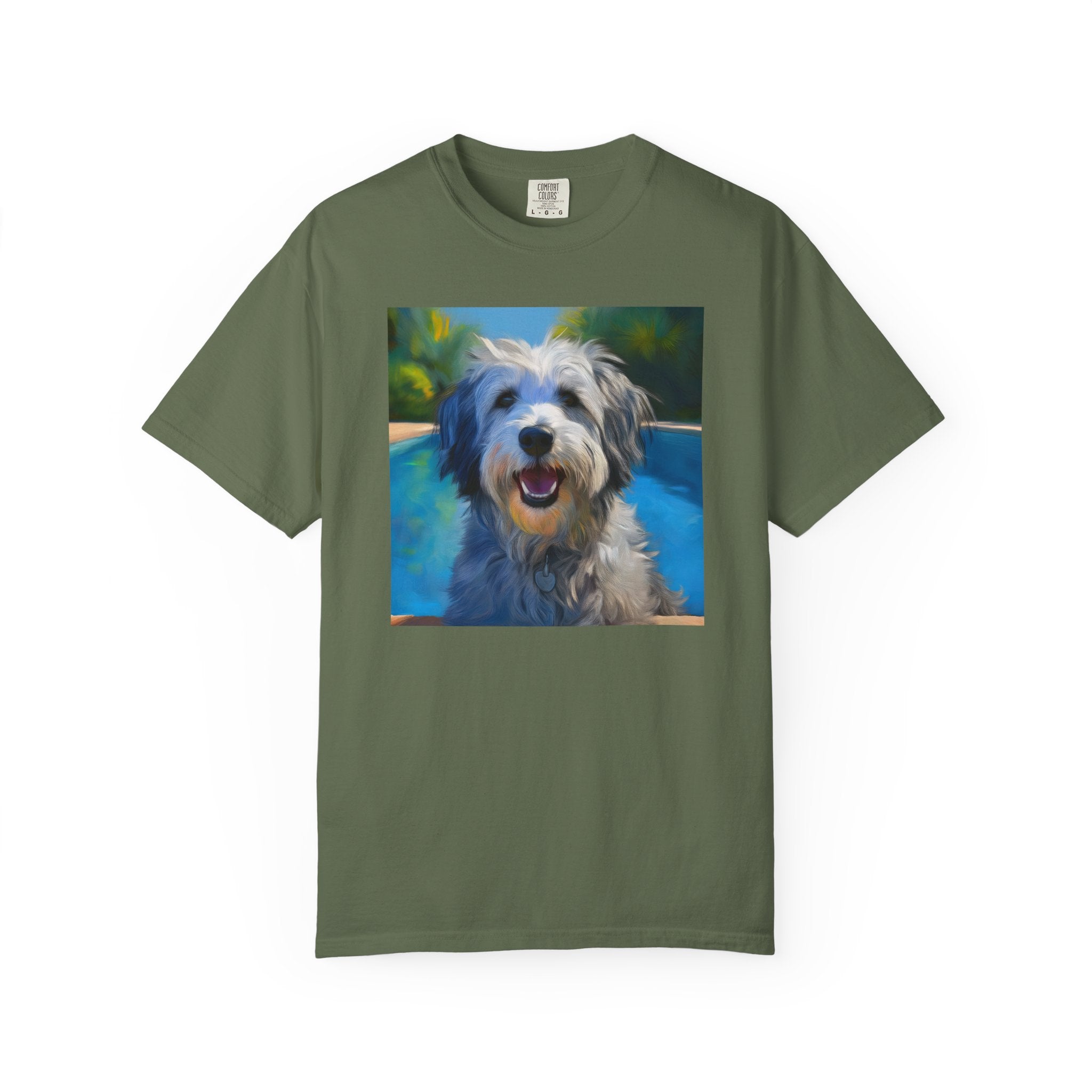 Grey Shaggy Dog Poolside Unisex Garment-Dyed T-shirt