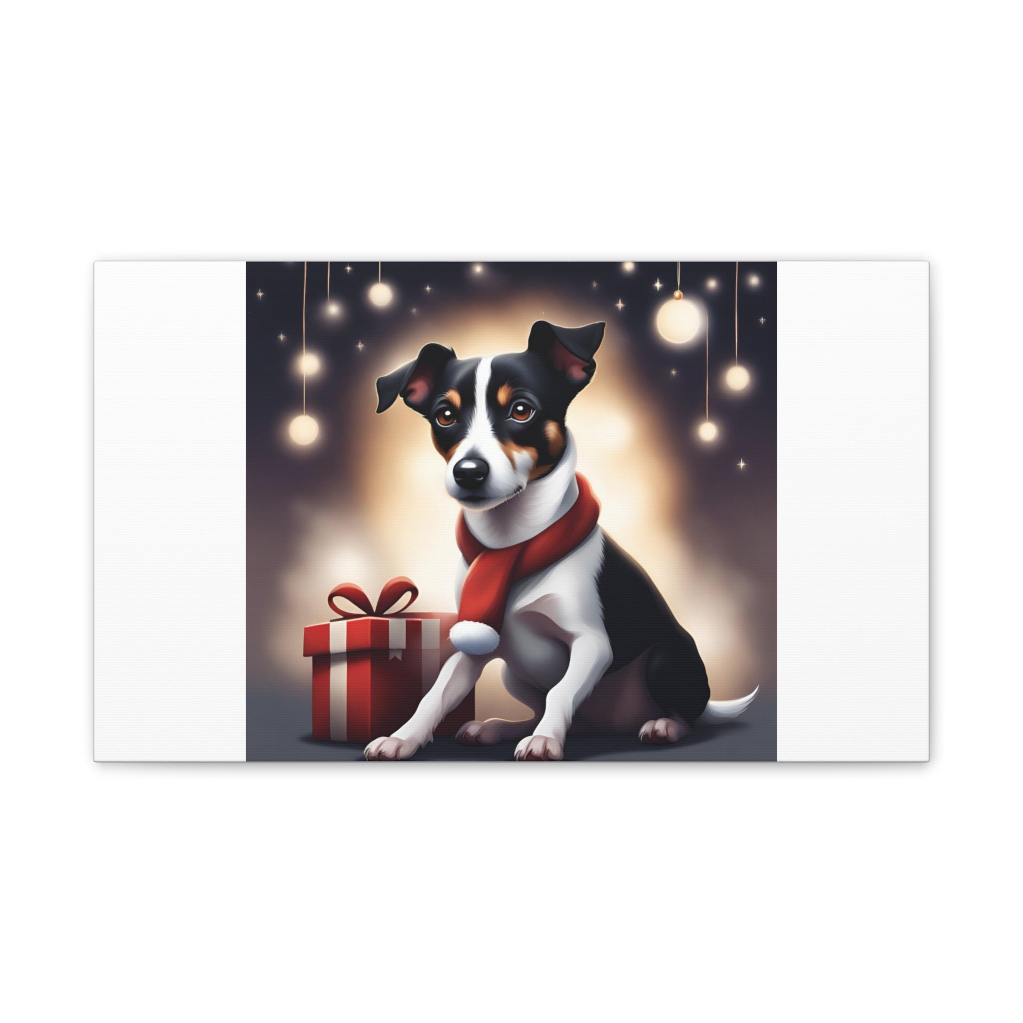 Jack Russel Holiday Canvas Stretched, 0.75"