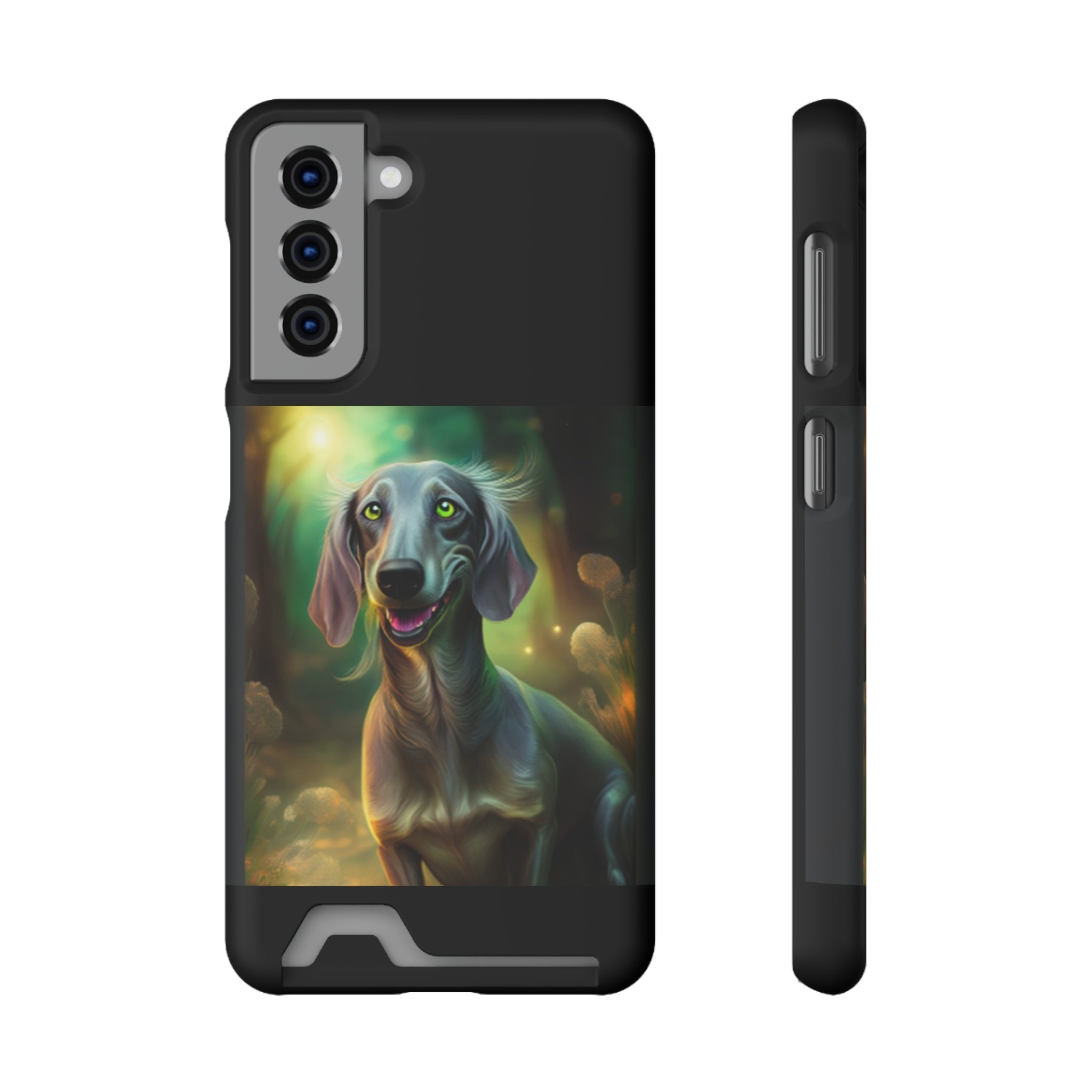 Dachshund Silver Grey Phone Case with Card Holder