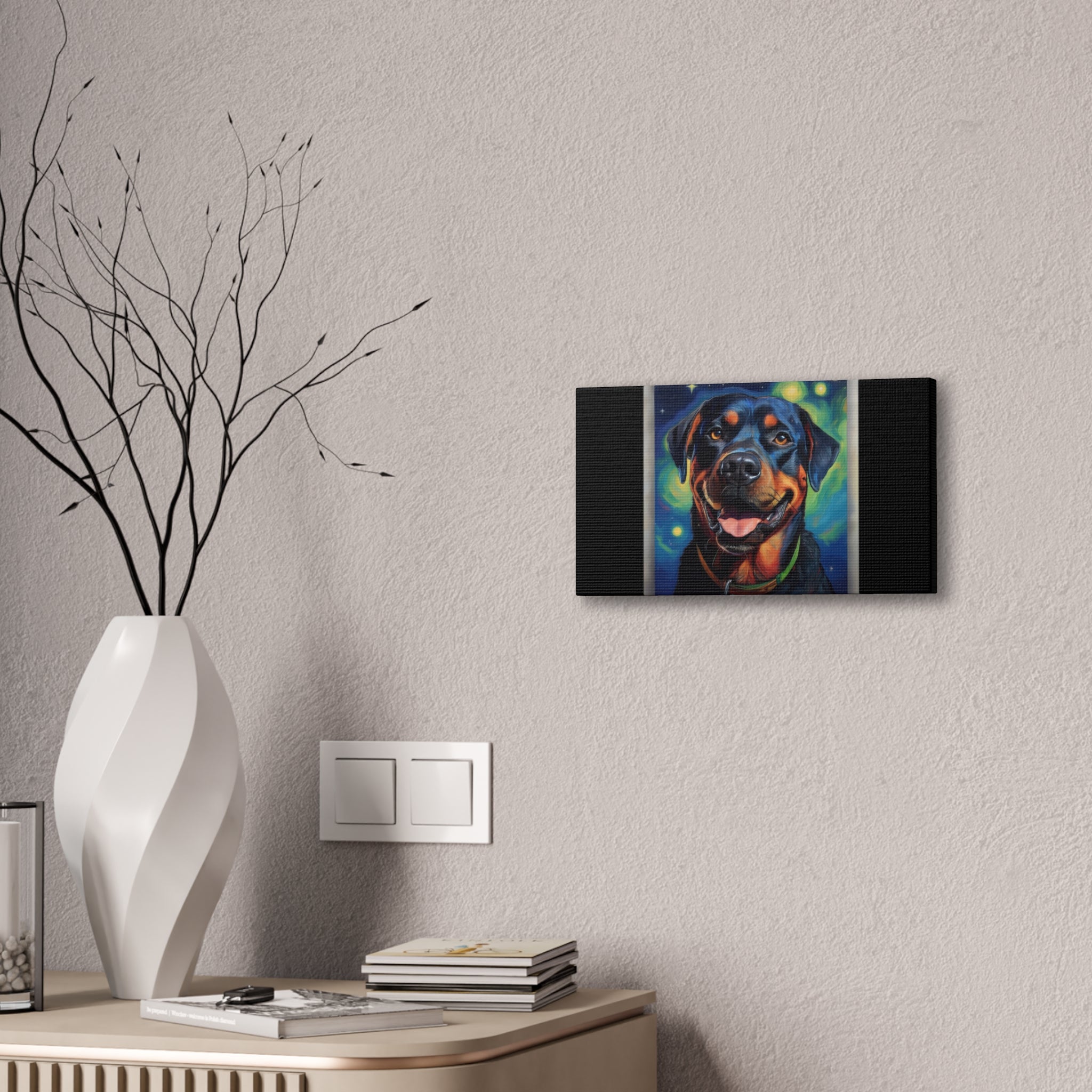 Rottweiler Stary Night Canvas Painting