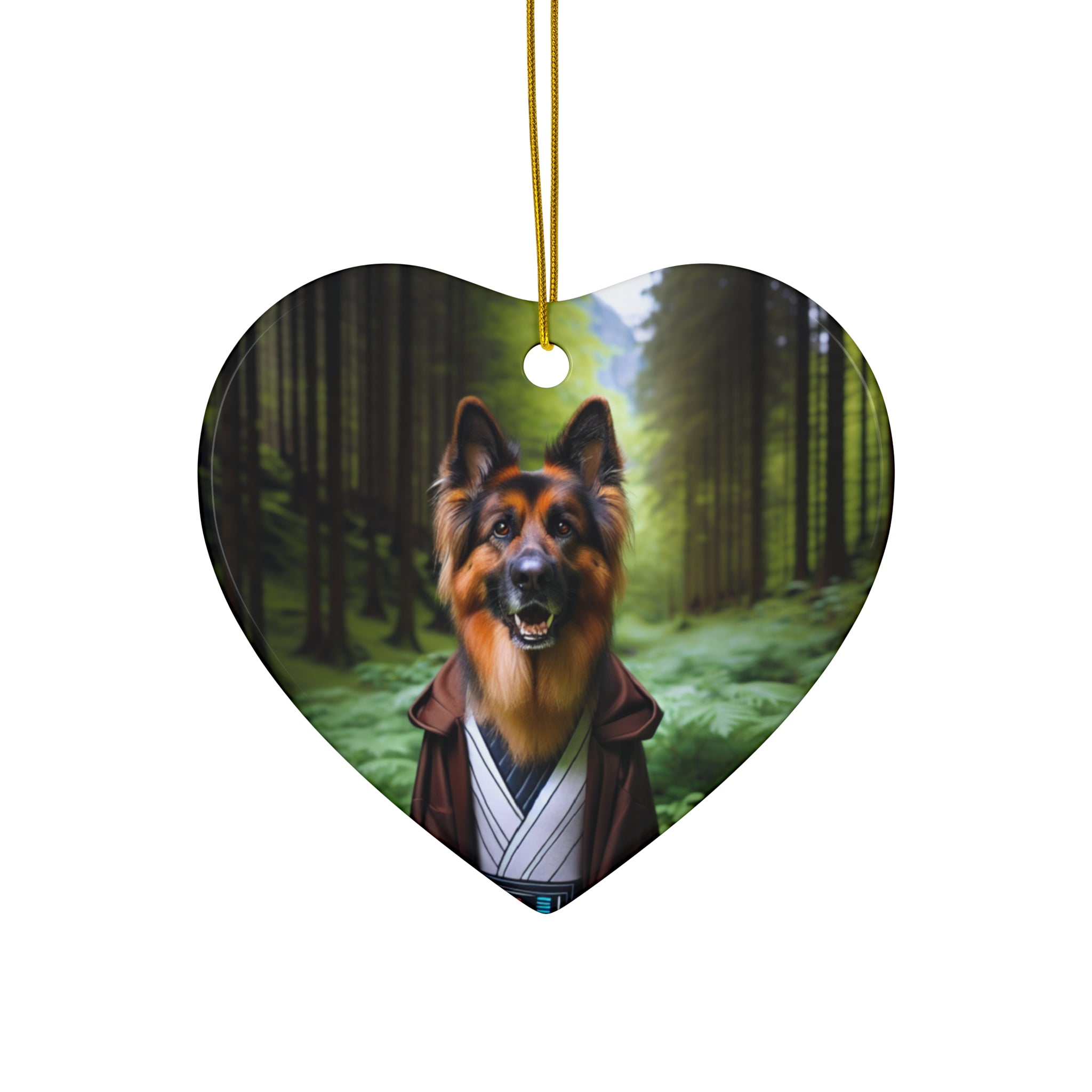 German Shepherd Forest Knight Ceramic Ornament