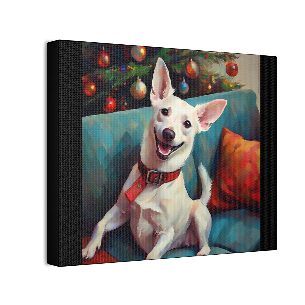 White Corgi Holiday II Canvas Painting