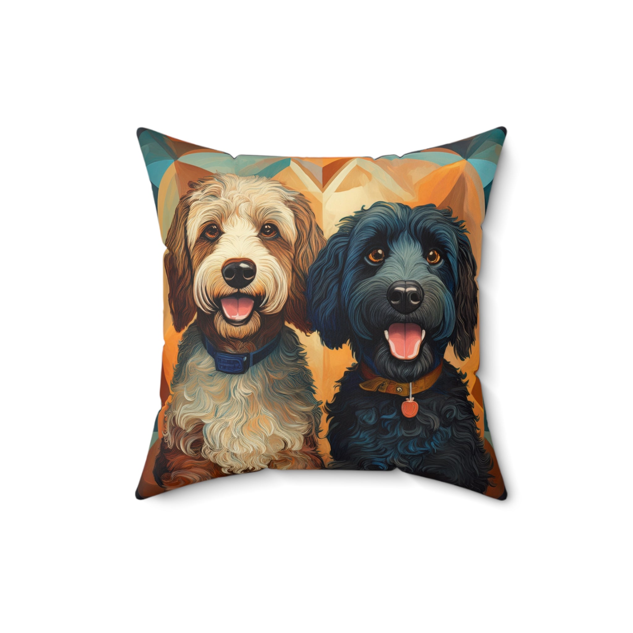 Doodles, Black & Tan Polyester Square Pillow