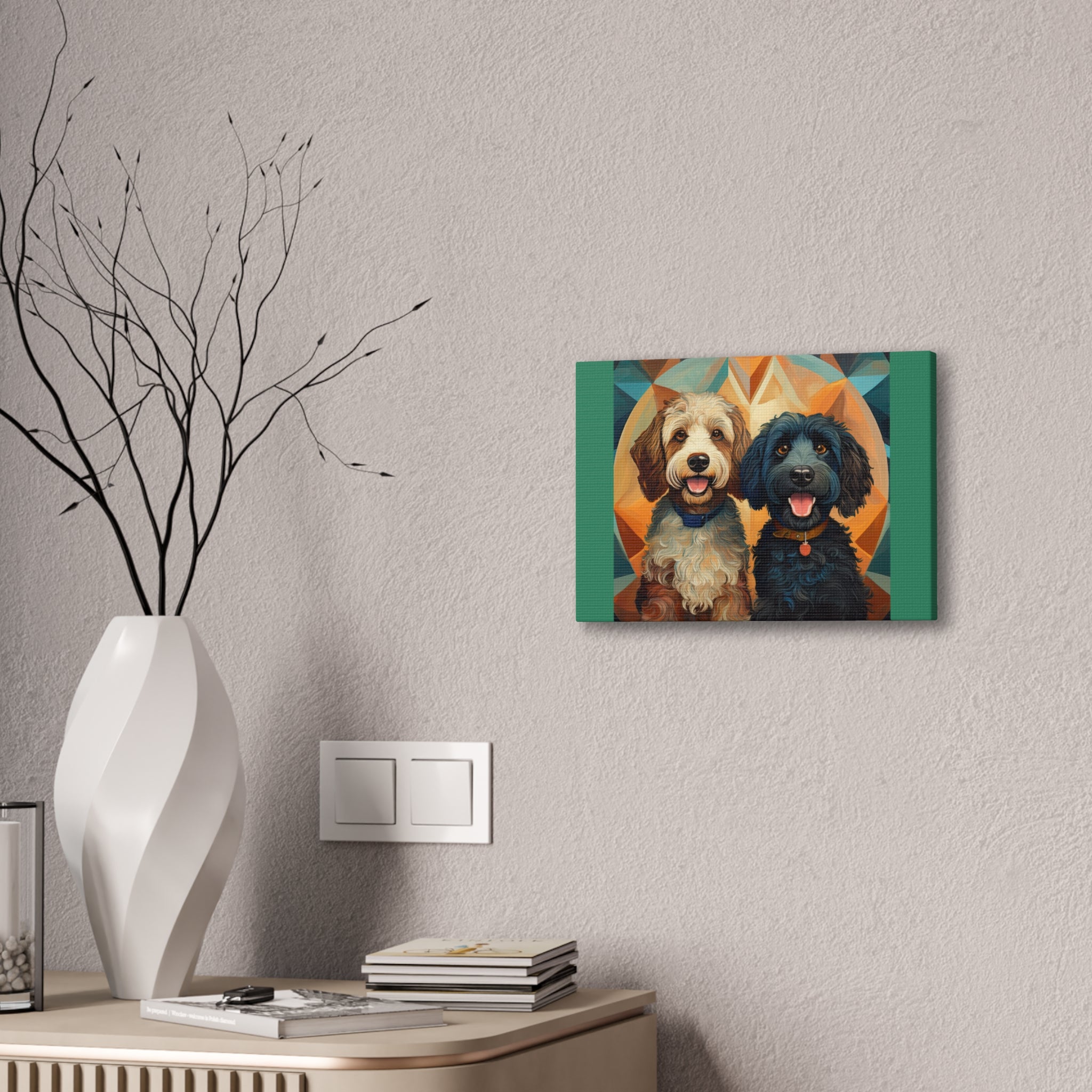 Doodles, Black & Tan Canvas Painting