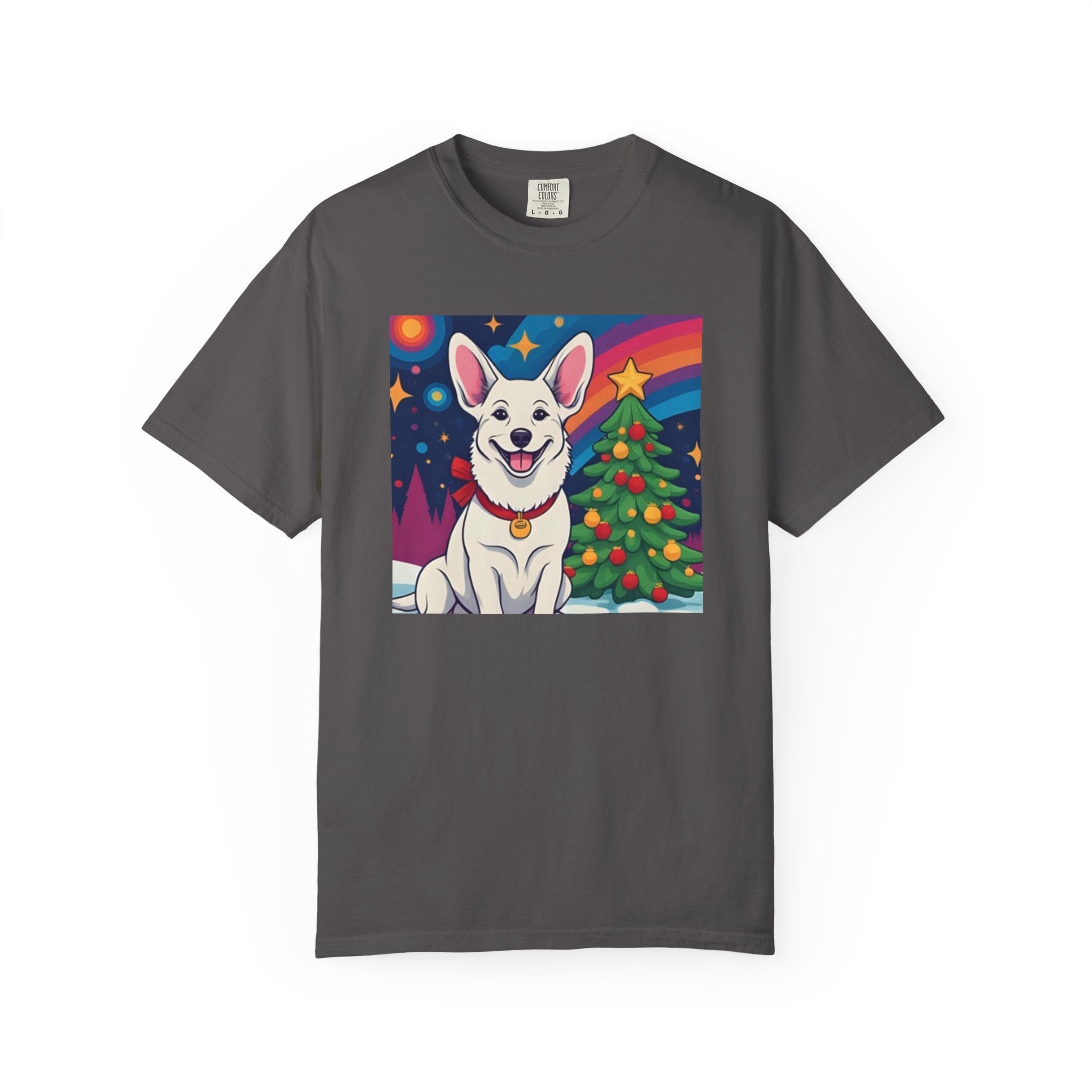 White Corgi Holiday Unisex Garment-Dyed T-shirt