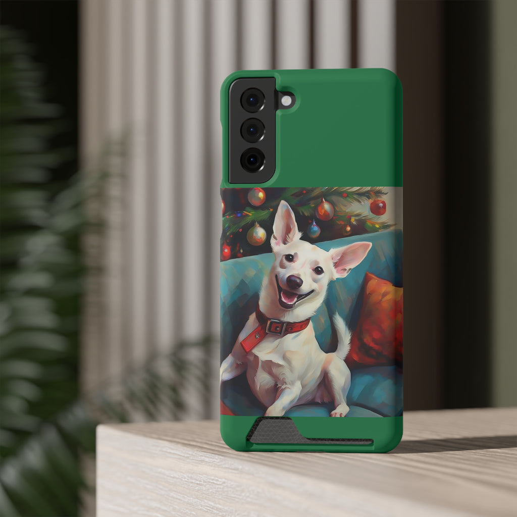 White Corgi Holiday II Phone Case with Card Holder