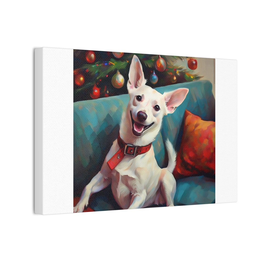 White Corgi Holiday II Canvas Painting