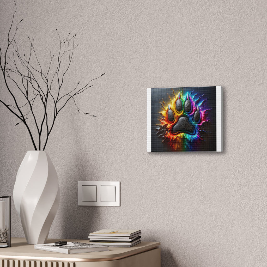 Electric Rainbow Dog Paw Canvas Stretched, 0.75"