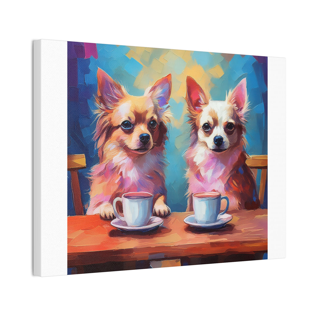 Cafe con Chihuahua Canvas Stretched, 0.75"