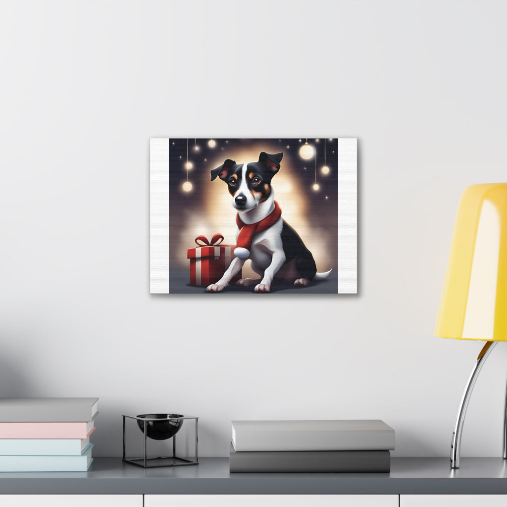 Jack Russel Holiday Canvas Stretched, 0.75"