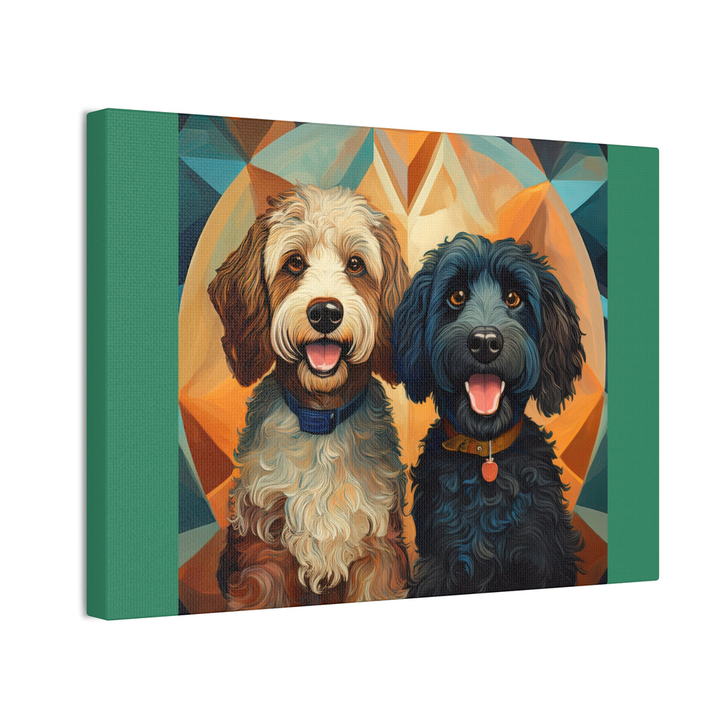 Doodles, Black & Tan Canvas Painting