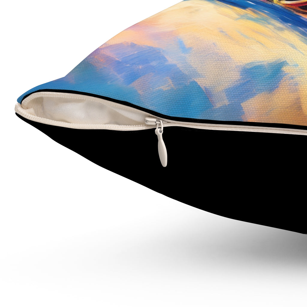 Dachshund Night Sleighride Polyester Square Pillow