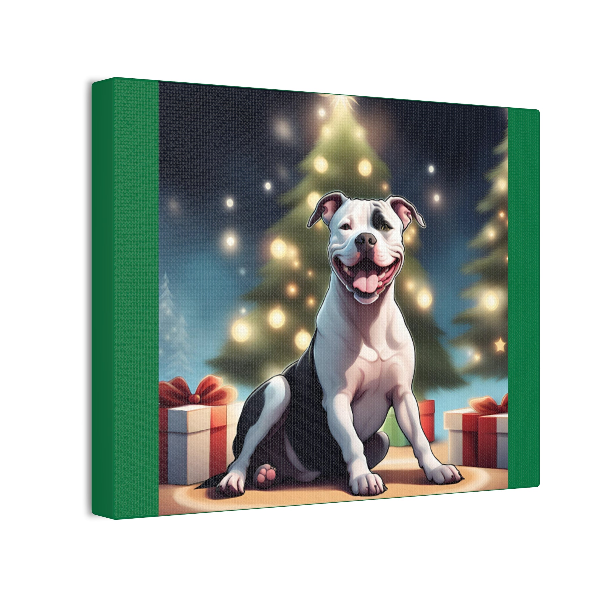Pit Bull Holiday Canvas Stretched, 0.75"