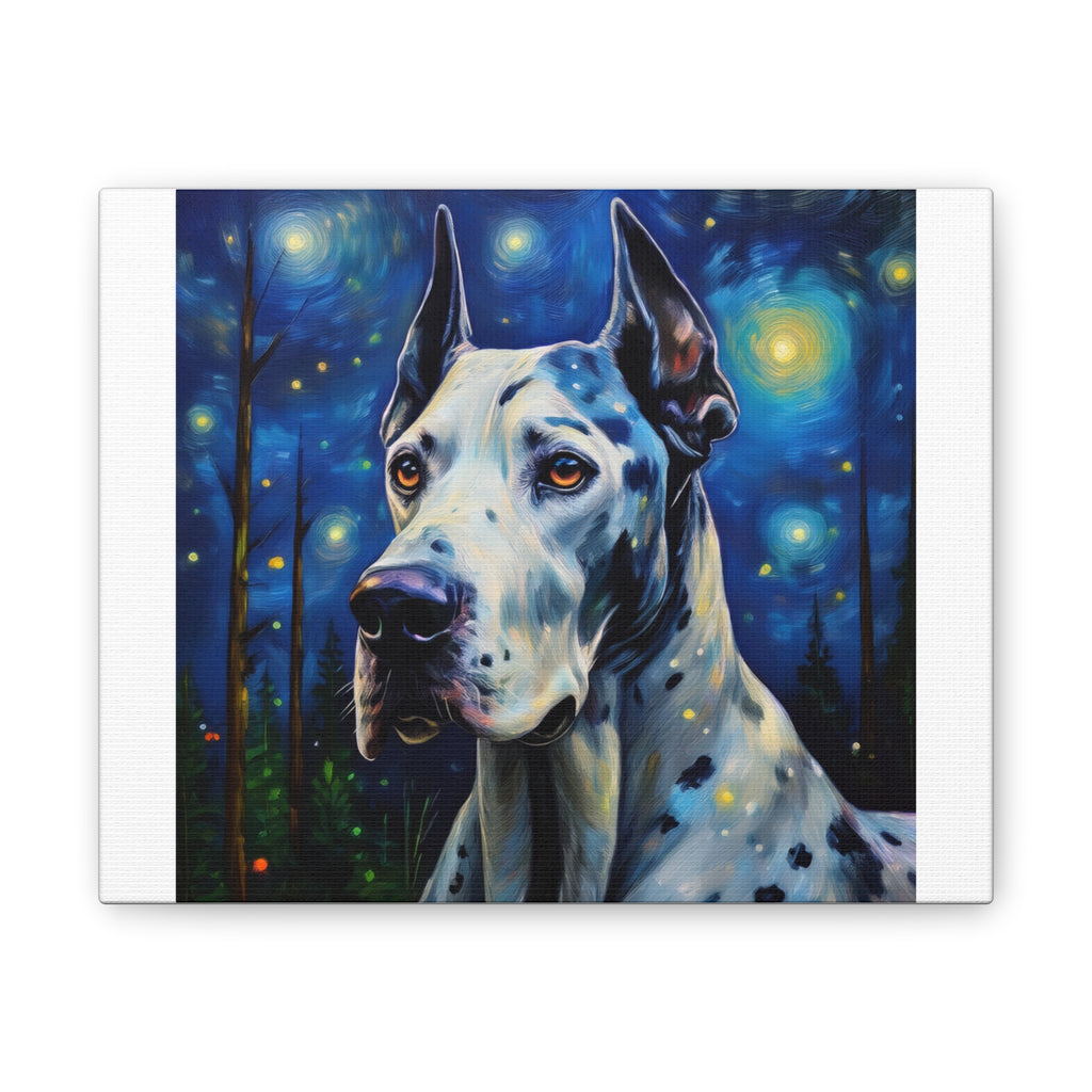 Great Dane Stary Night Canvas Stretched, 0.75"