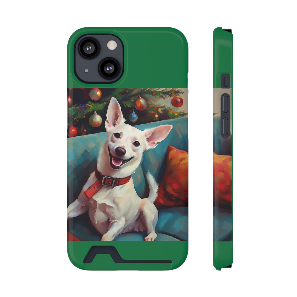 White Corgi Holiday II Phone Case with Card Holder