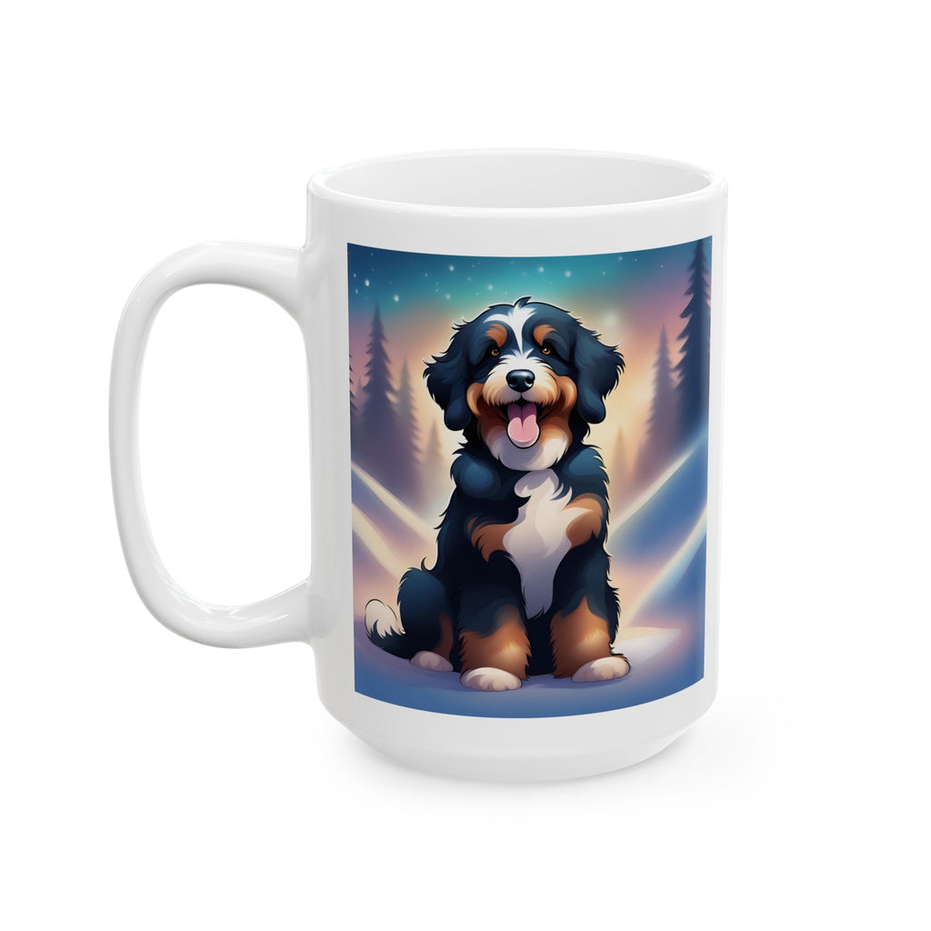Bernedoodle Holiday Ceramic Mug, (11oz, 15oz)