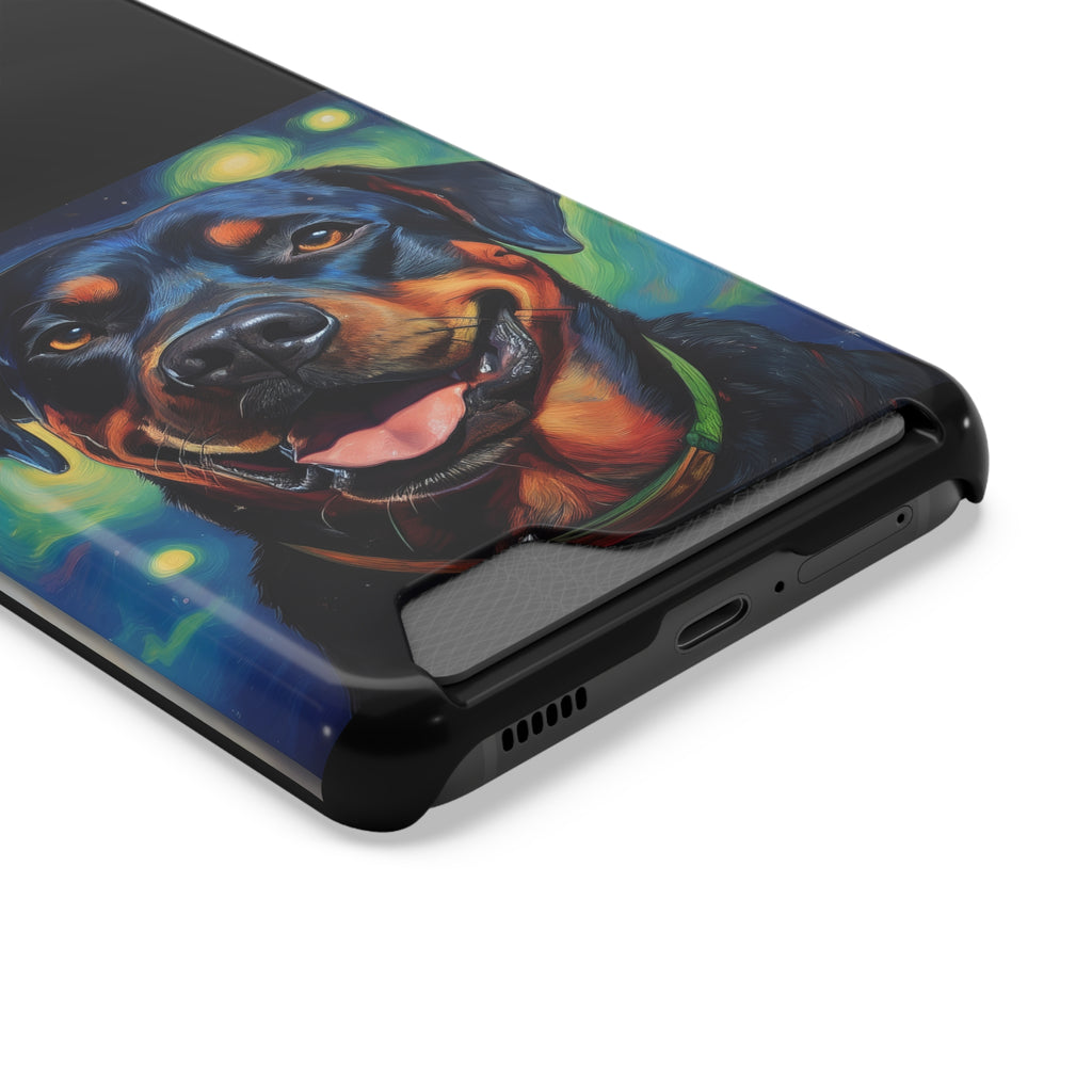 Rottweiler Stary Night Phone Case with Card Holder