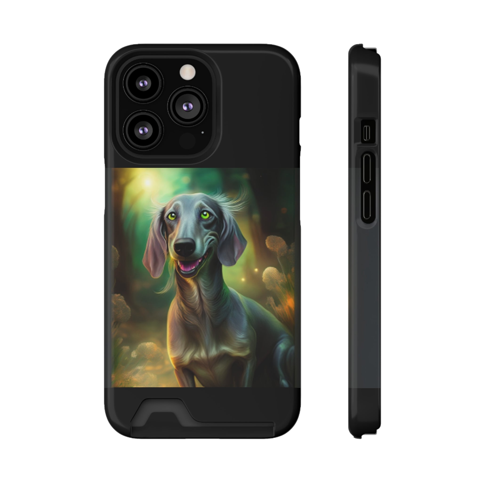 Dachshund Silver Grey Phone Case with Card Holder