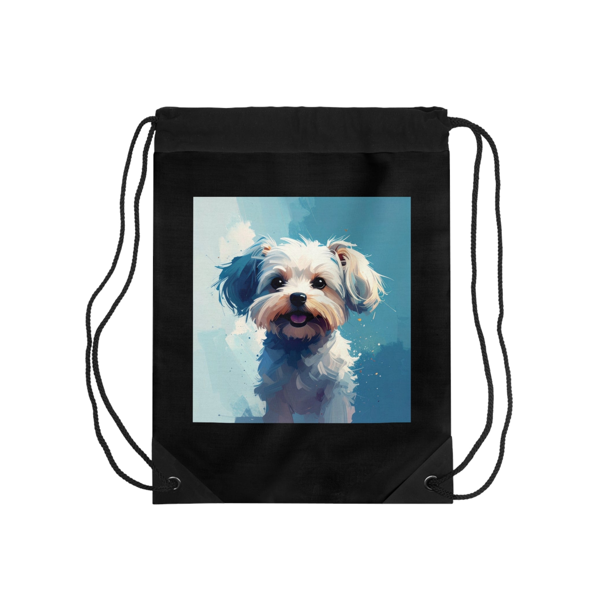 White Frost Yorkie Drawstring Bag