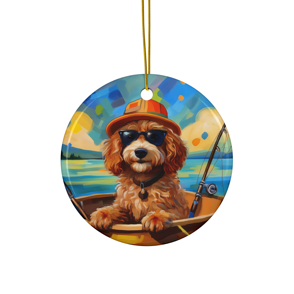 Doodle Fishing Ceramic Ornament
