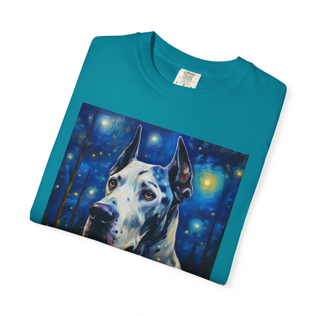 Great Dane Stary Night Unisex Garment-Dyed T-shirt