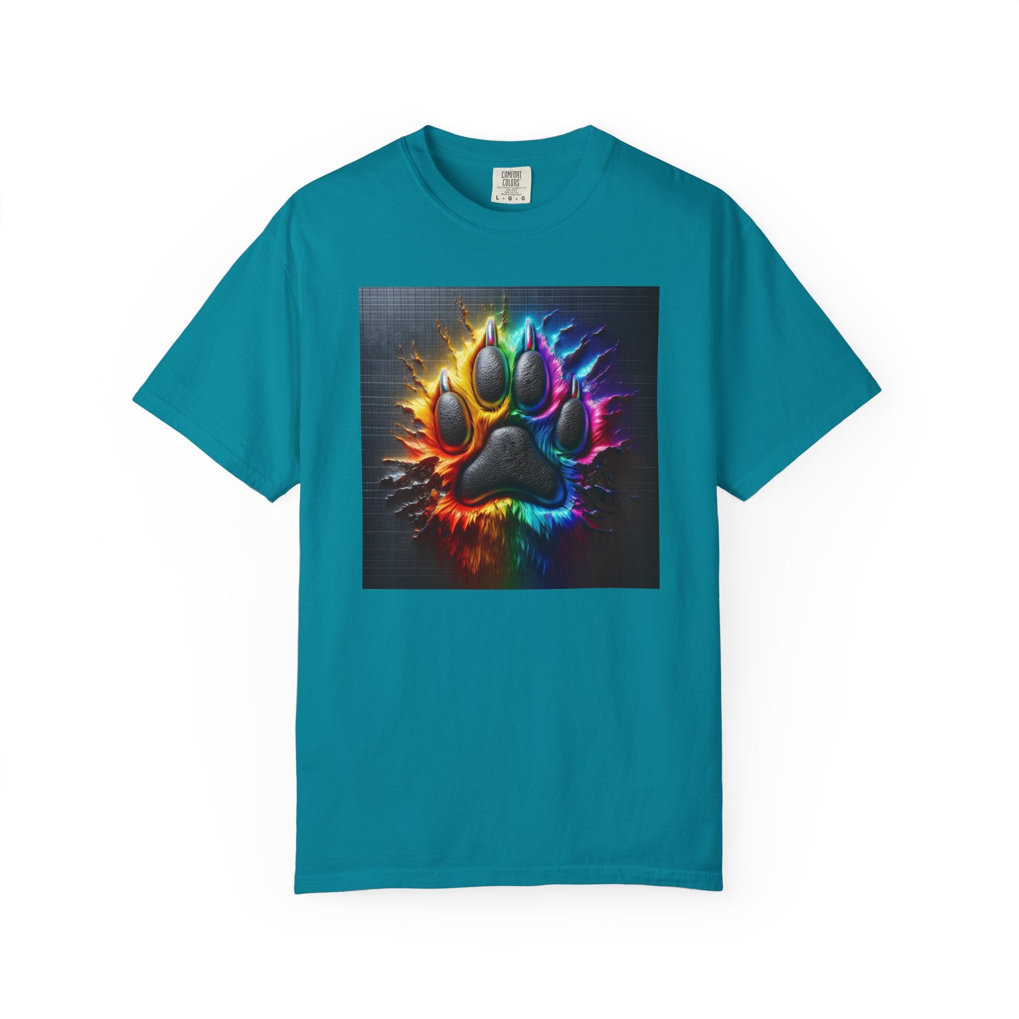 Electric Rainbow Dog Paw Unisex Garment-Dyed T-shirt