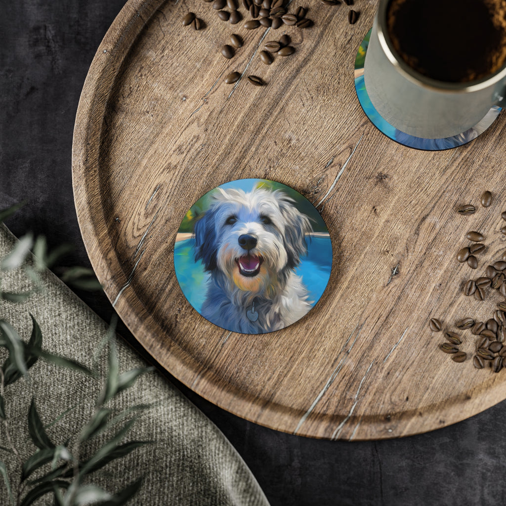 Grey Shaggy Dog Poolside Coasters