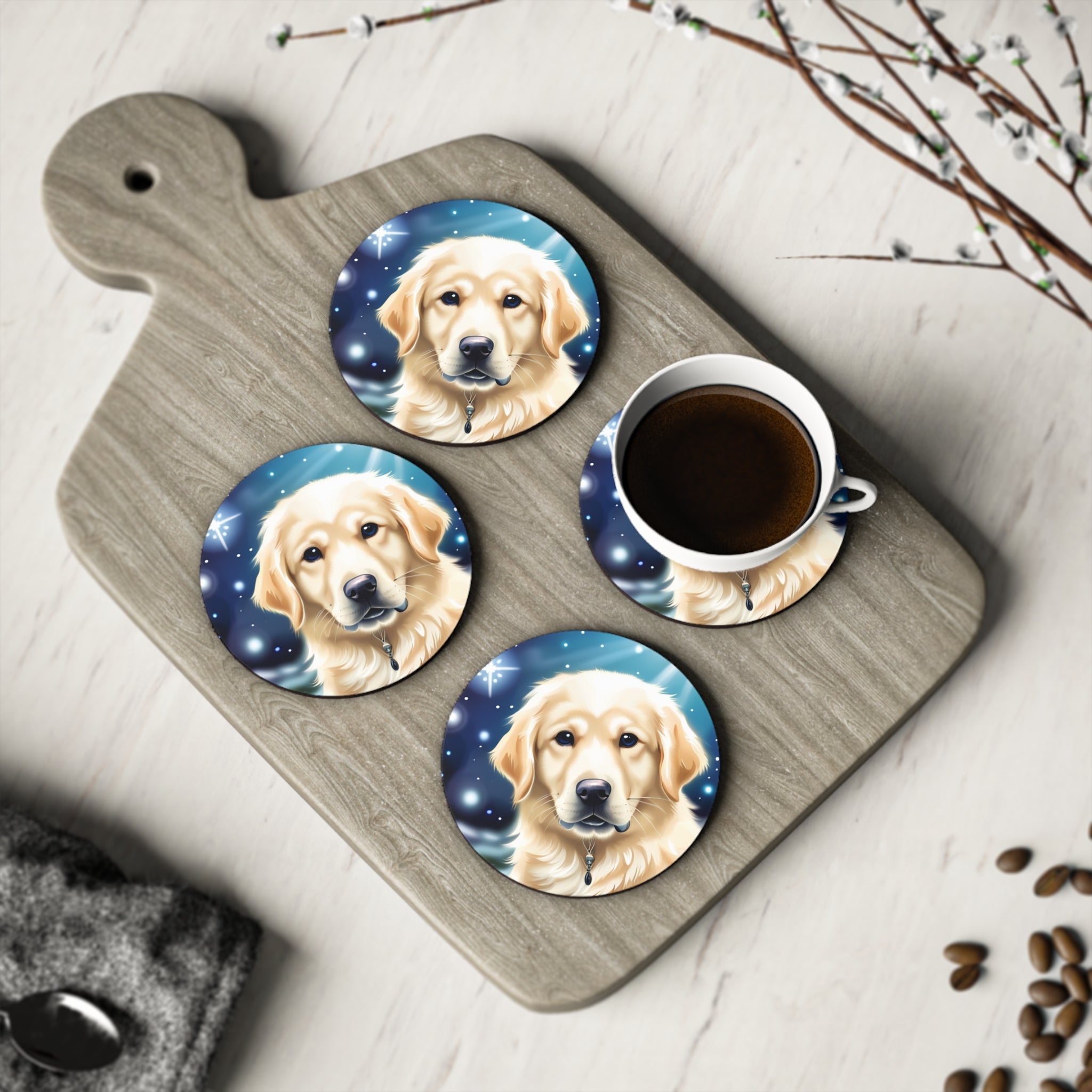 Golden Retriever Stary Night Coasters