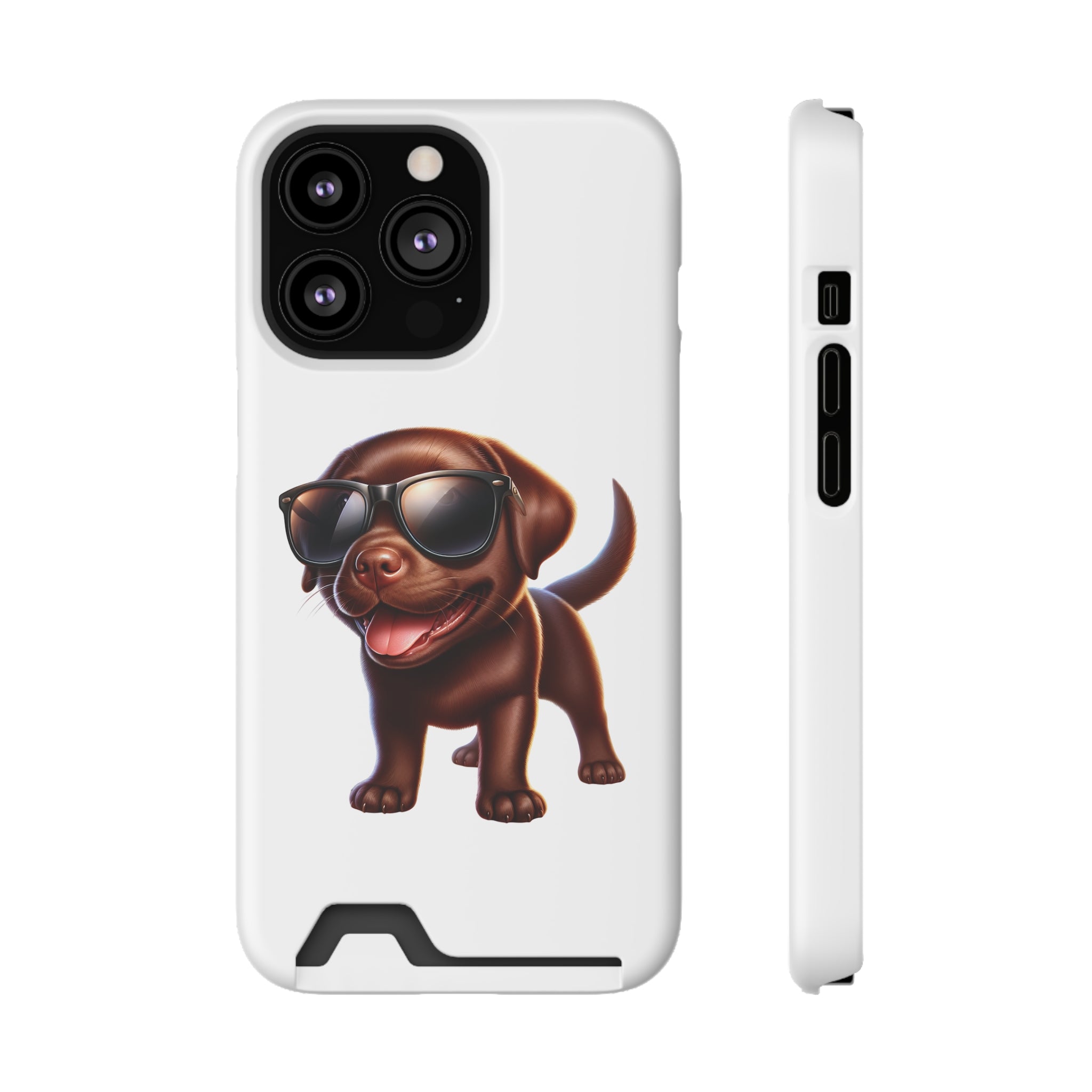 Chocolate Lab with Sunglasses Phone Case with Card Holder