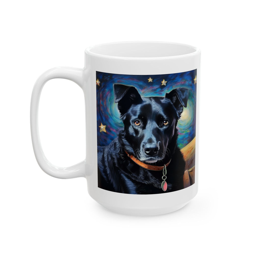 Black Shepherd Lab Stary Night Ceramic Mug, (11oz, 15oz)