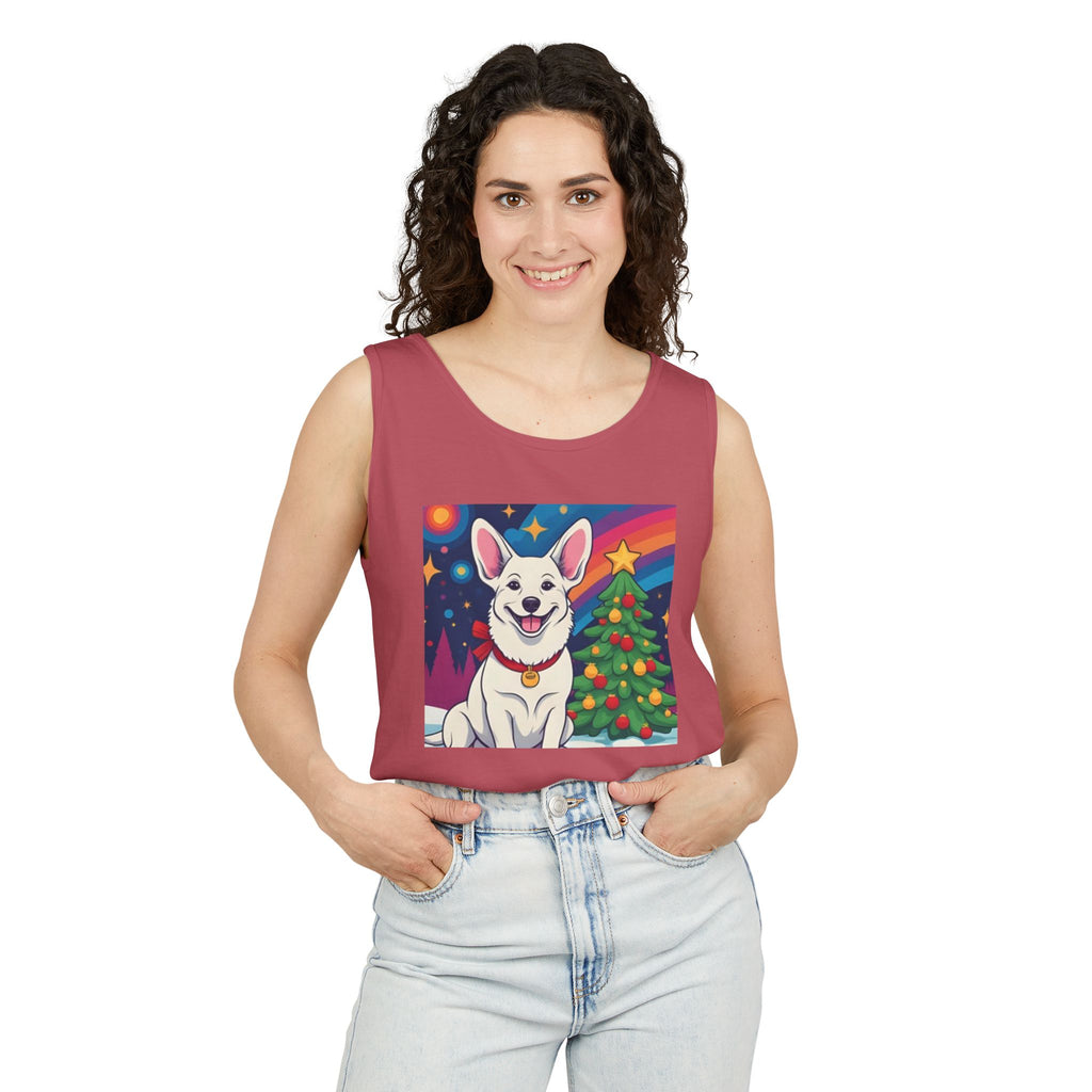 White Corgi Holiday Unisex Tank Top