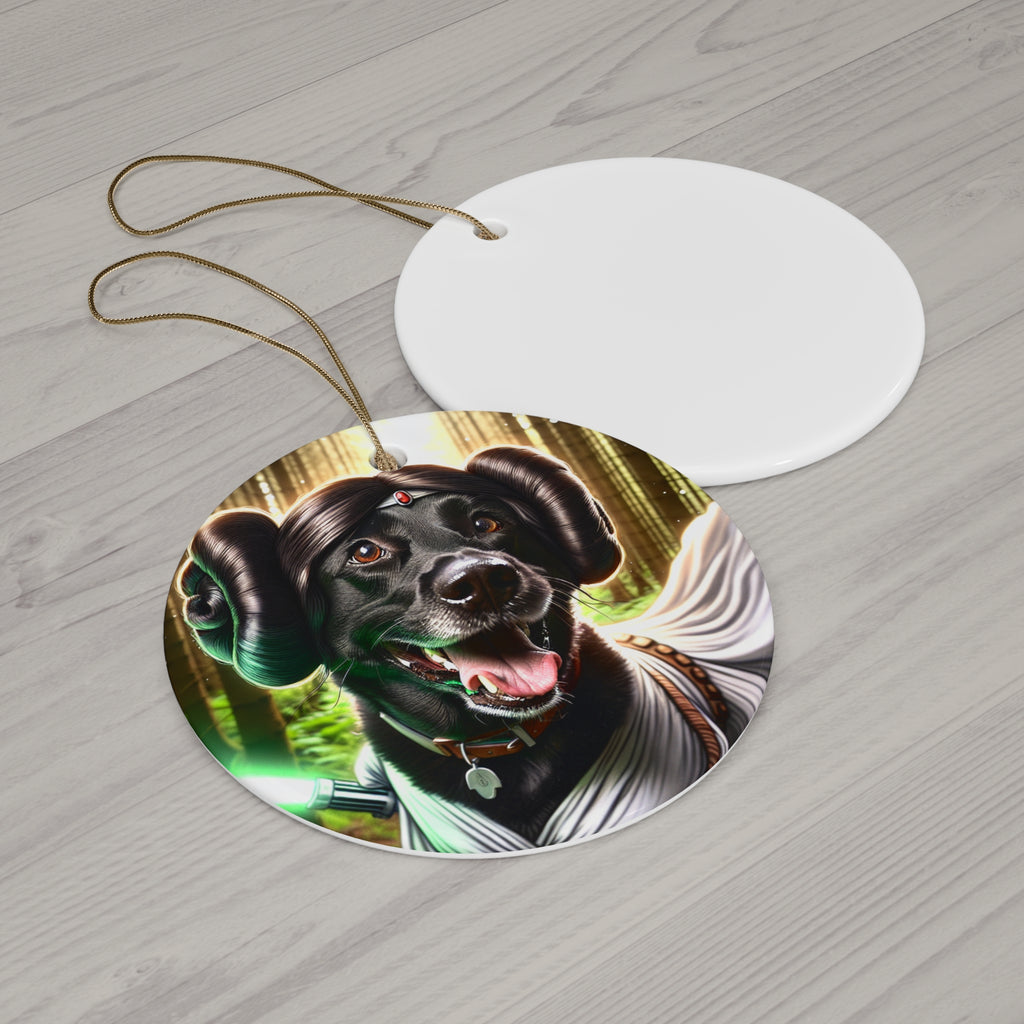 Black Lab Galaxy Princess Ceramic Ornament