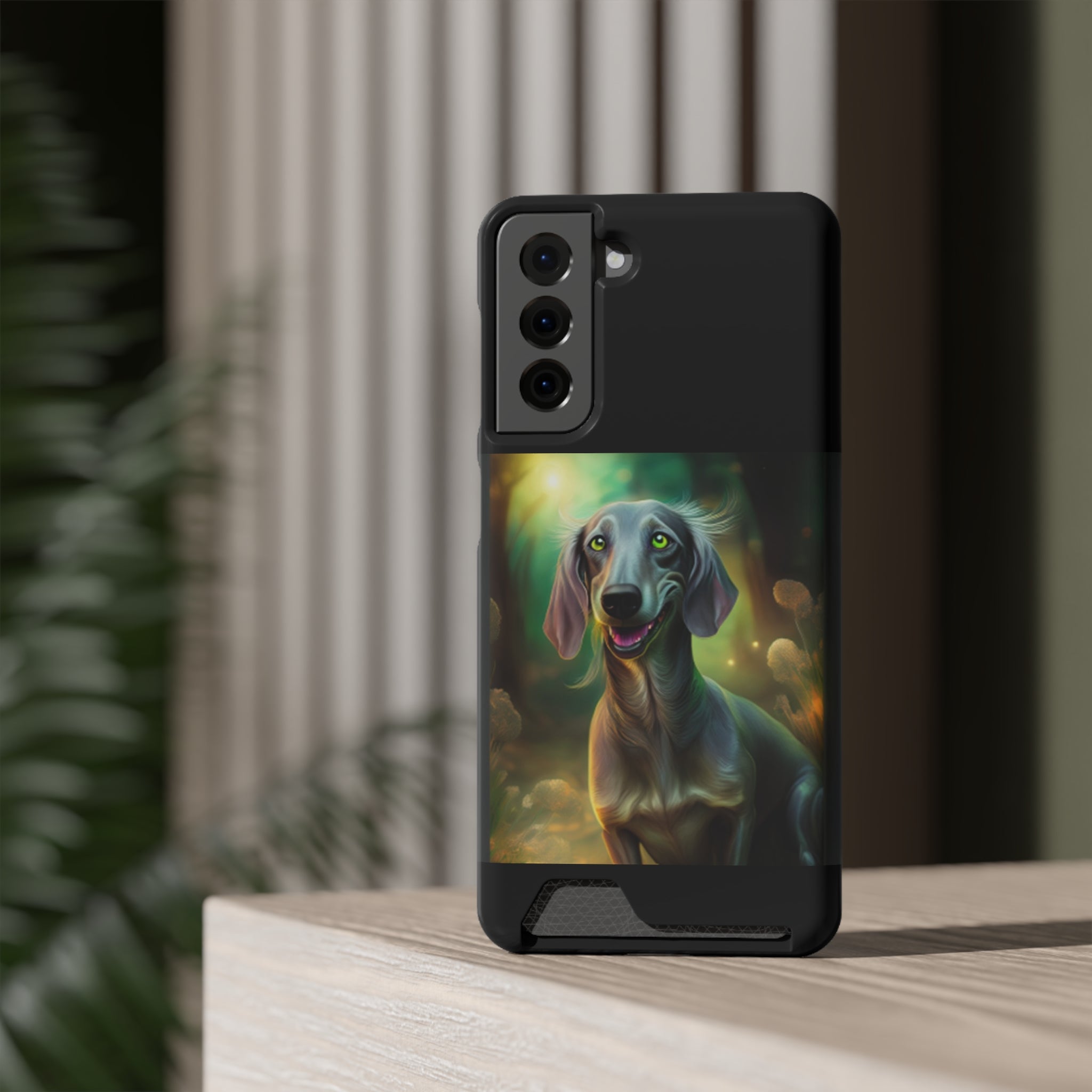 Dachshund Silver Grey Phone Case with Card Holder