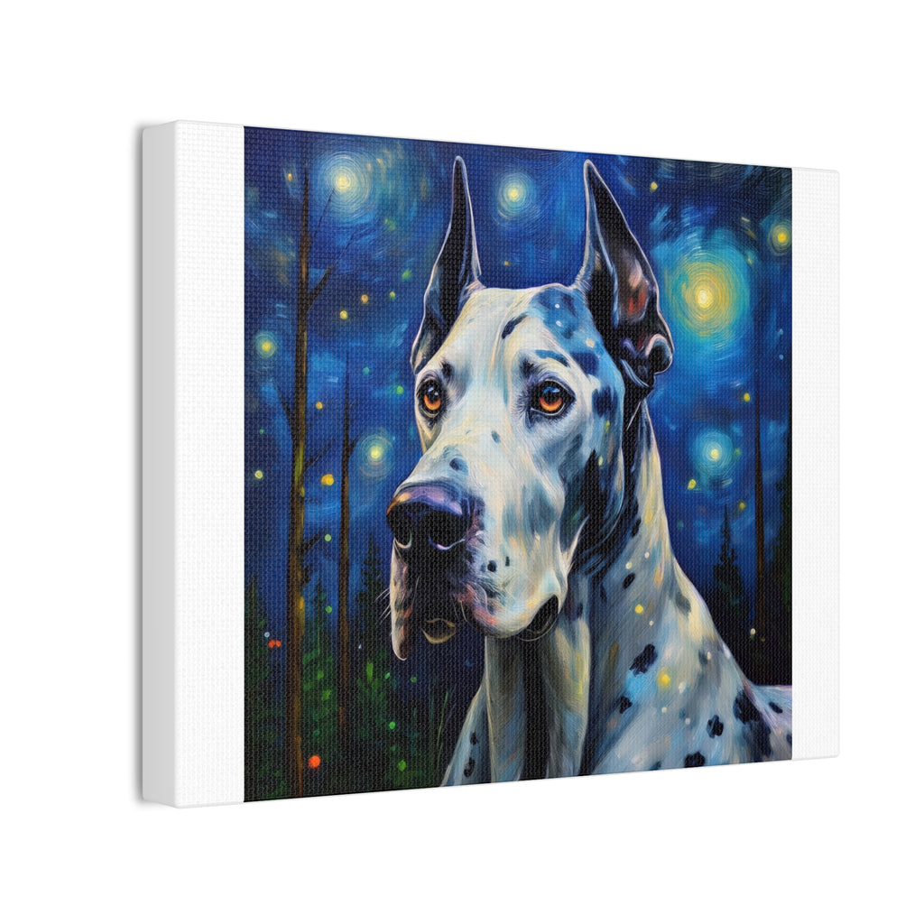 Great Dane Stary Night Canvas Stretched, 0.75"