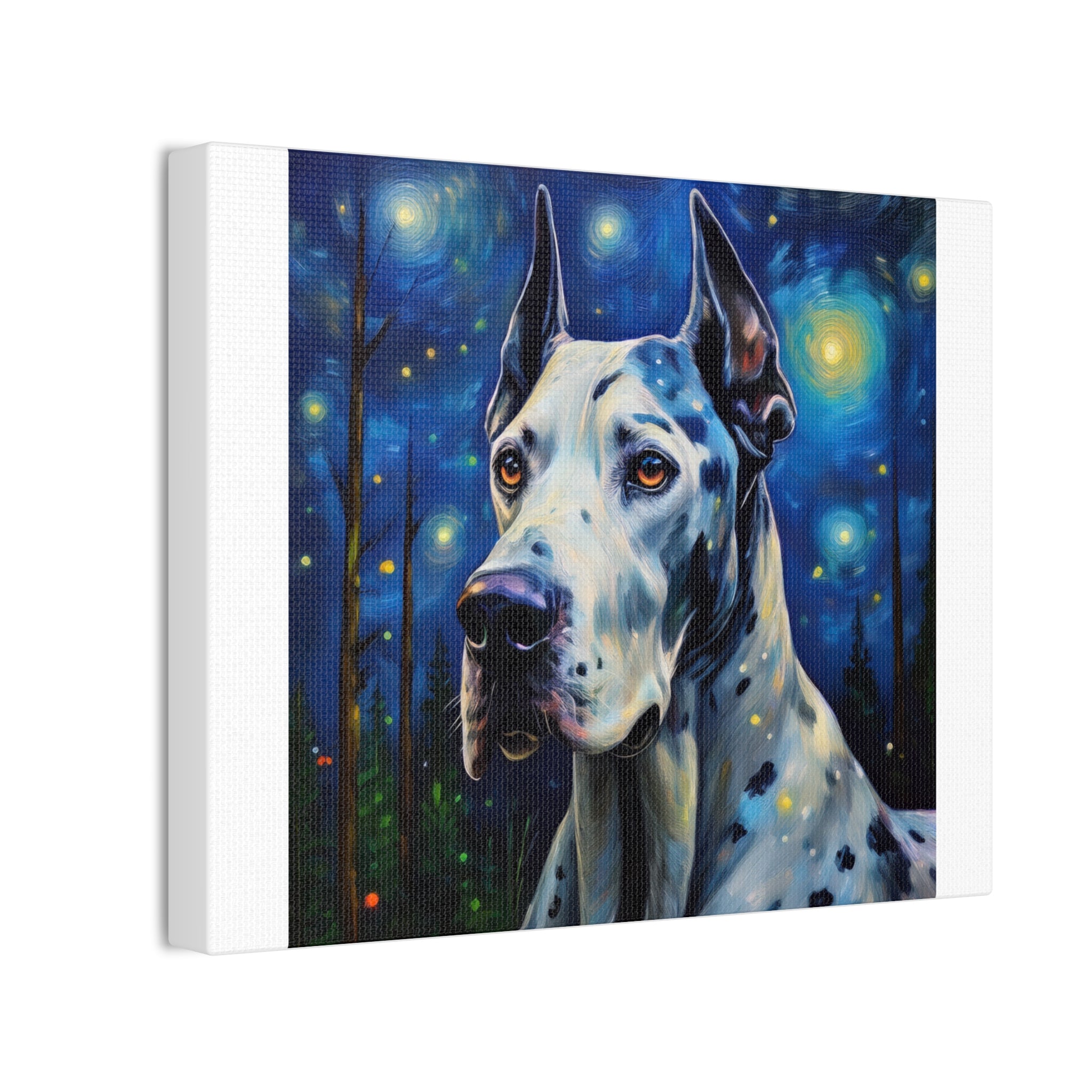 Great Dane Stary Night Canvas Stretched, 0.75"