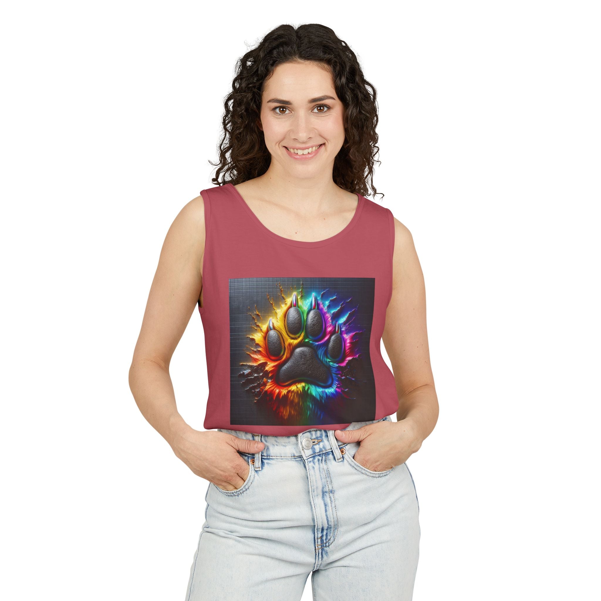 Electric Rainbow Dog Paw Unisex Tank Top