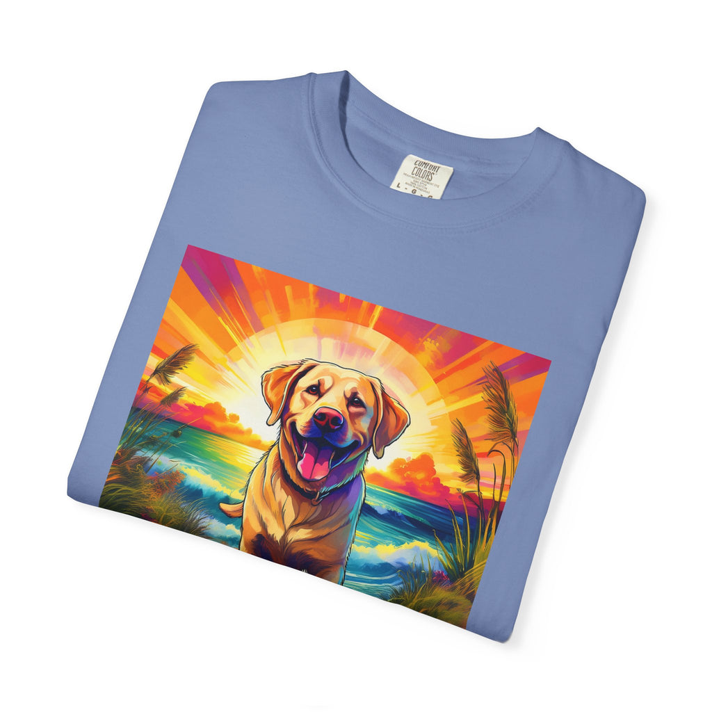Yellow Lab Sunset Beach Unisex Garment-Dyed T-shirt