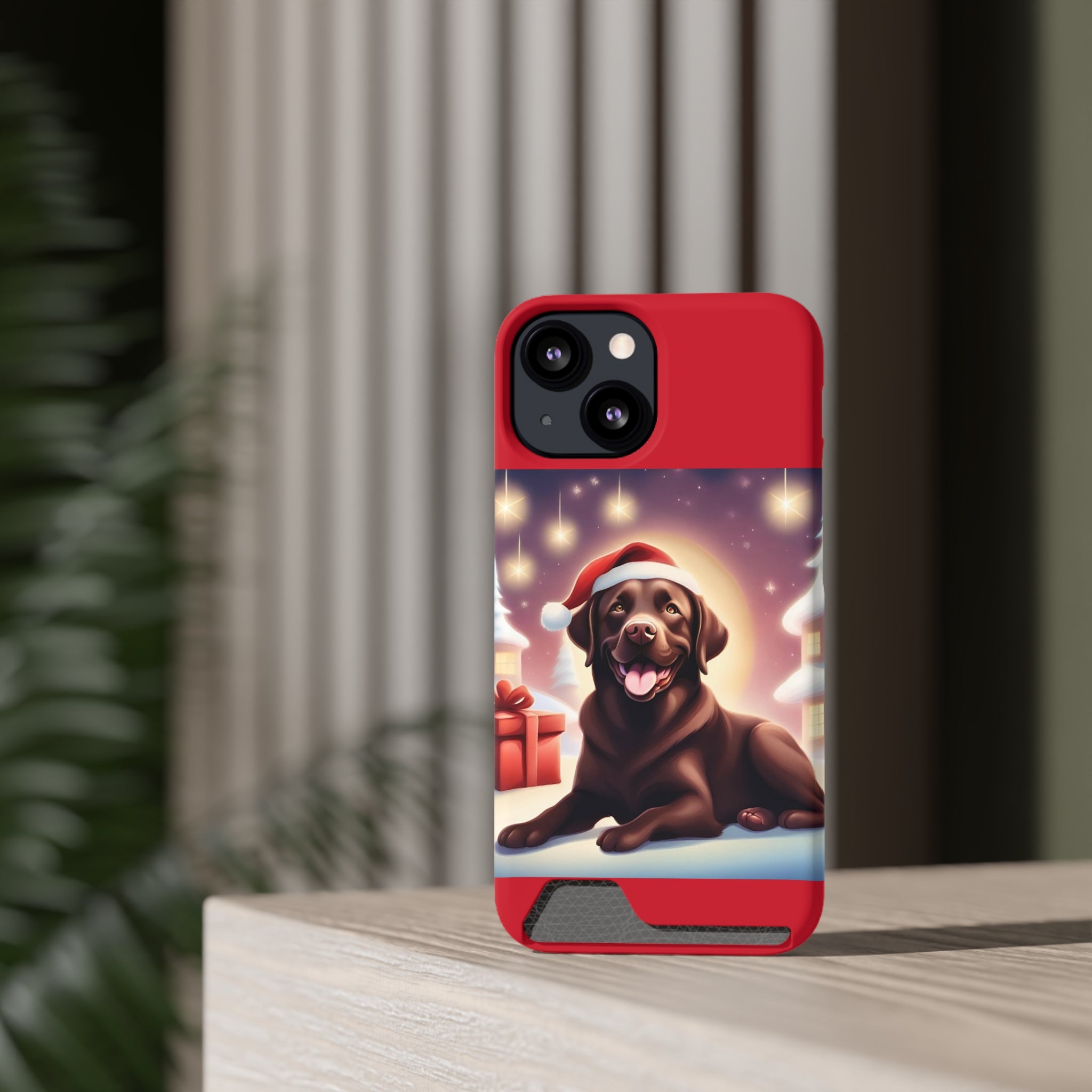 Choclate Lab Holiday Phone Case with Card Holder