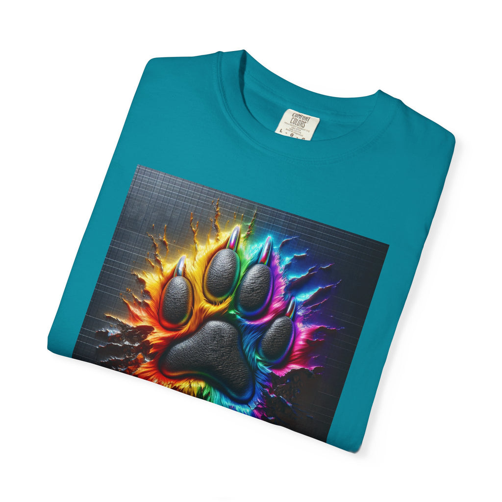 Electric Rainbow Dog Paw Unisex Garment-Dyed T-shirt