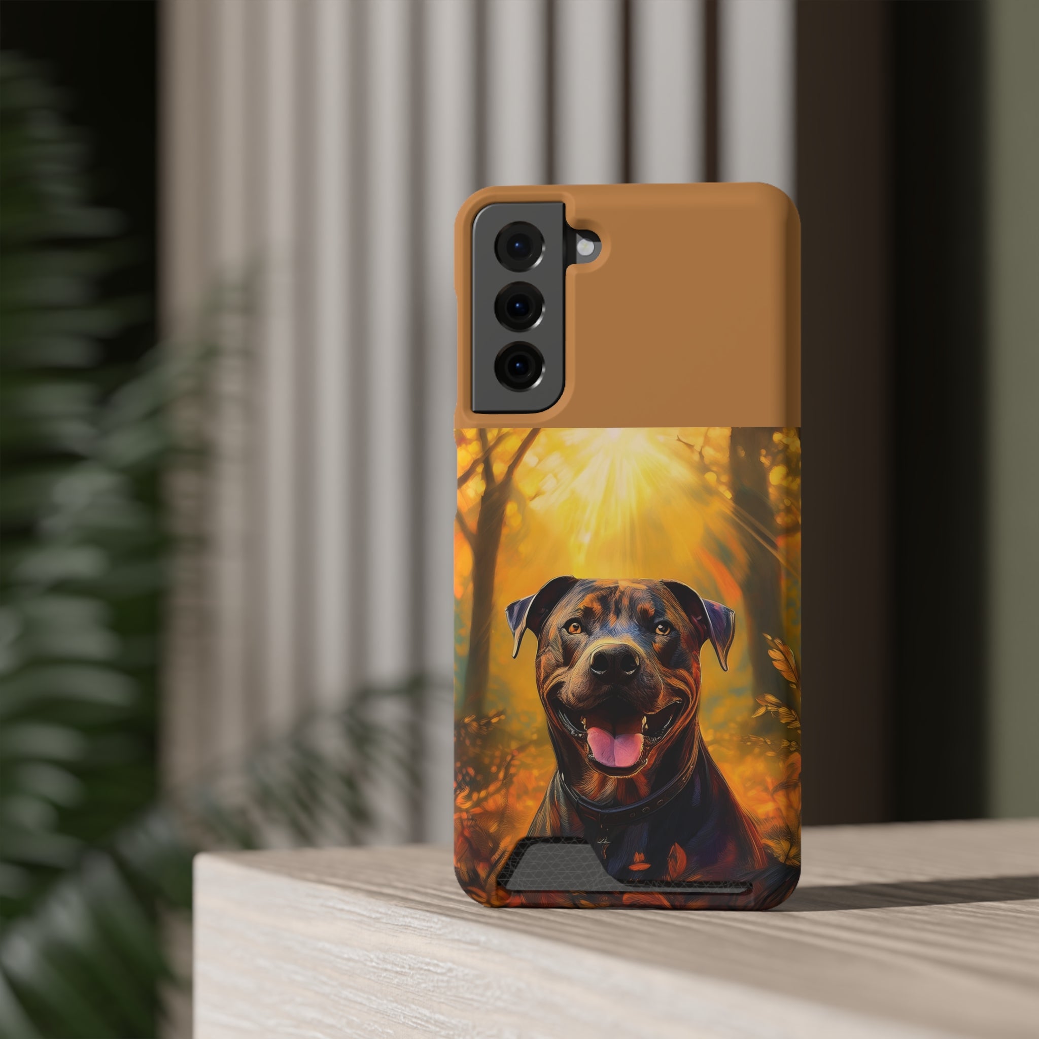 Pitbull Autumn Phone Case with Card Holder
