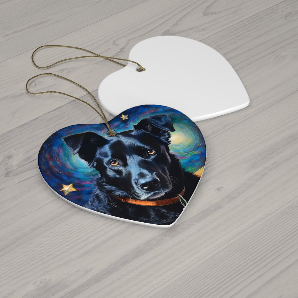 Black Shepherd Lab Stary Night Ceramic Ornament