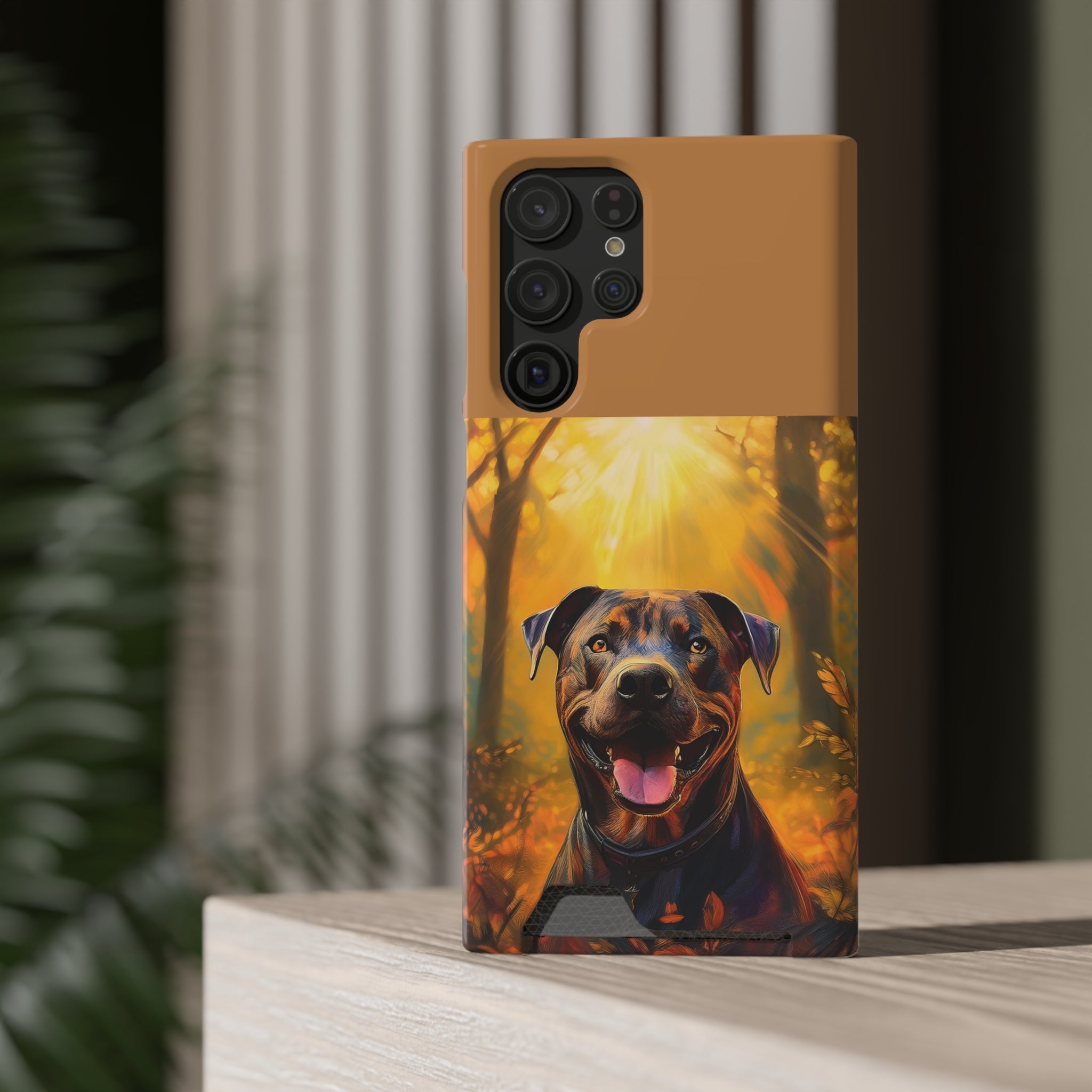 Pitbull Autumn Phone Case with Card Holder