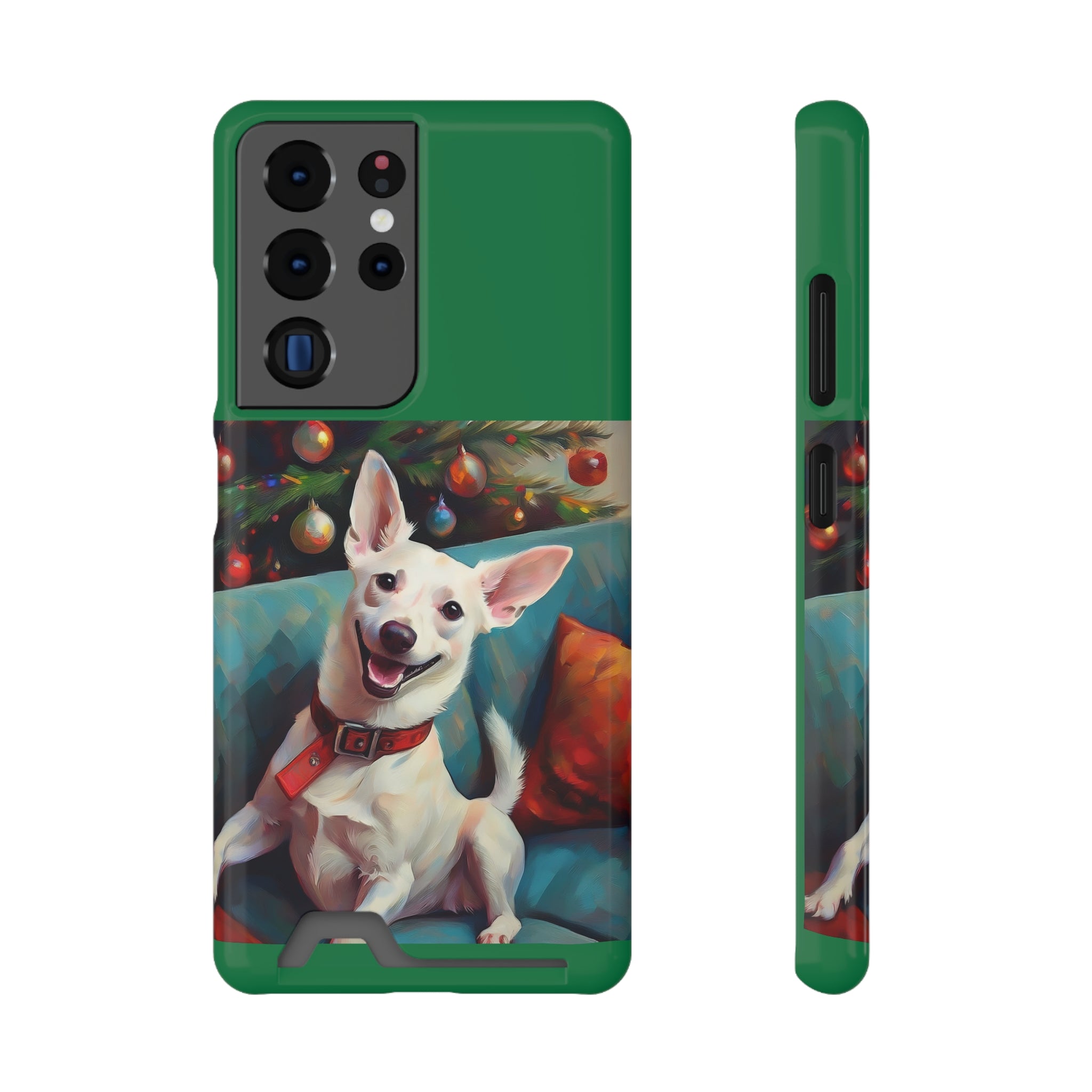White Corgi Holiday II Phone Case with Card Holder