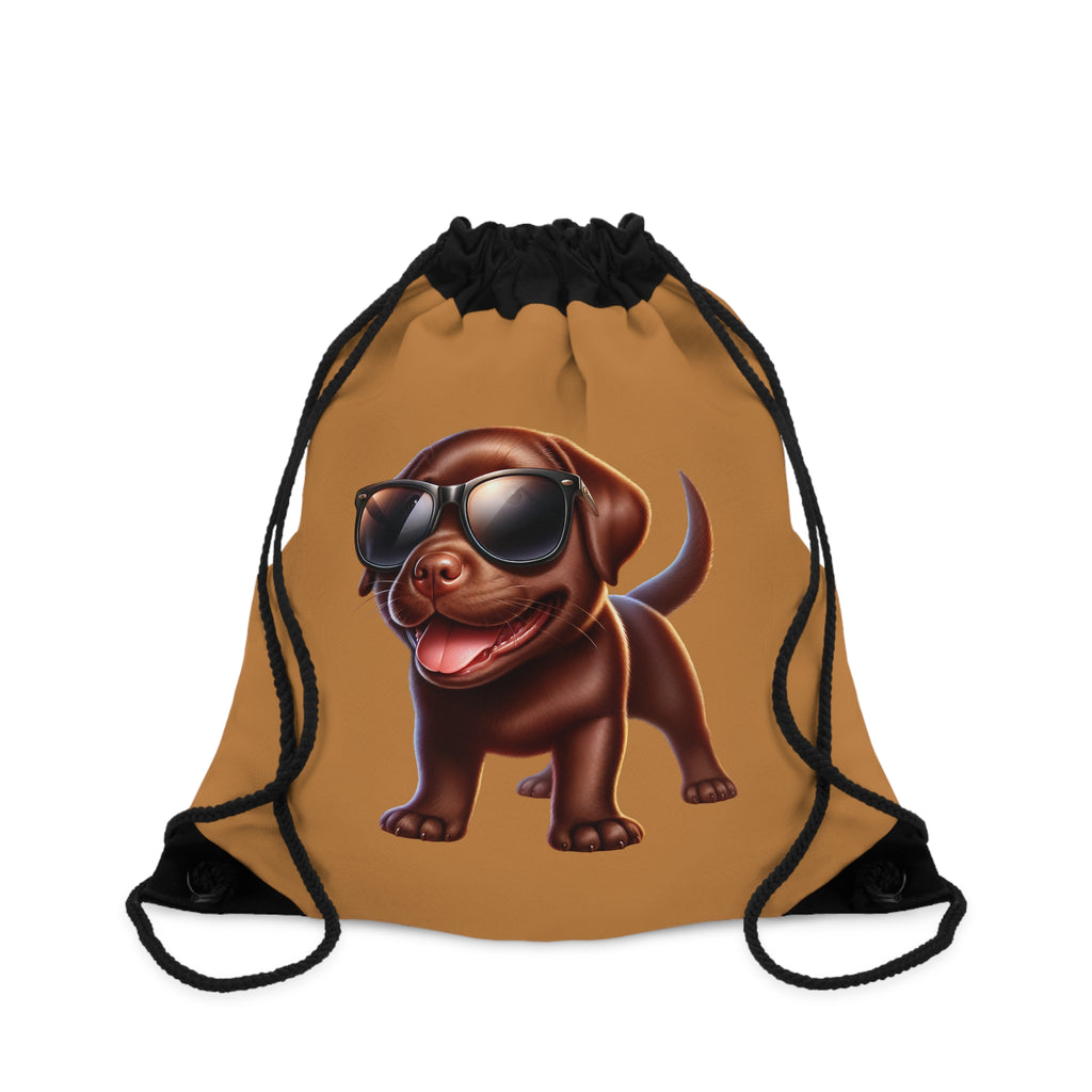 Chocolate Lab w/ Sunglasses Drawstring Bag