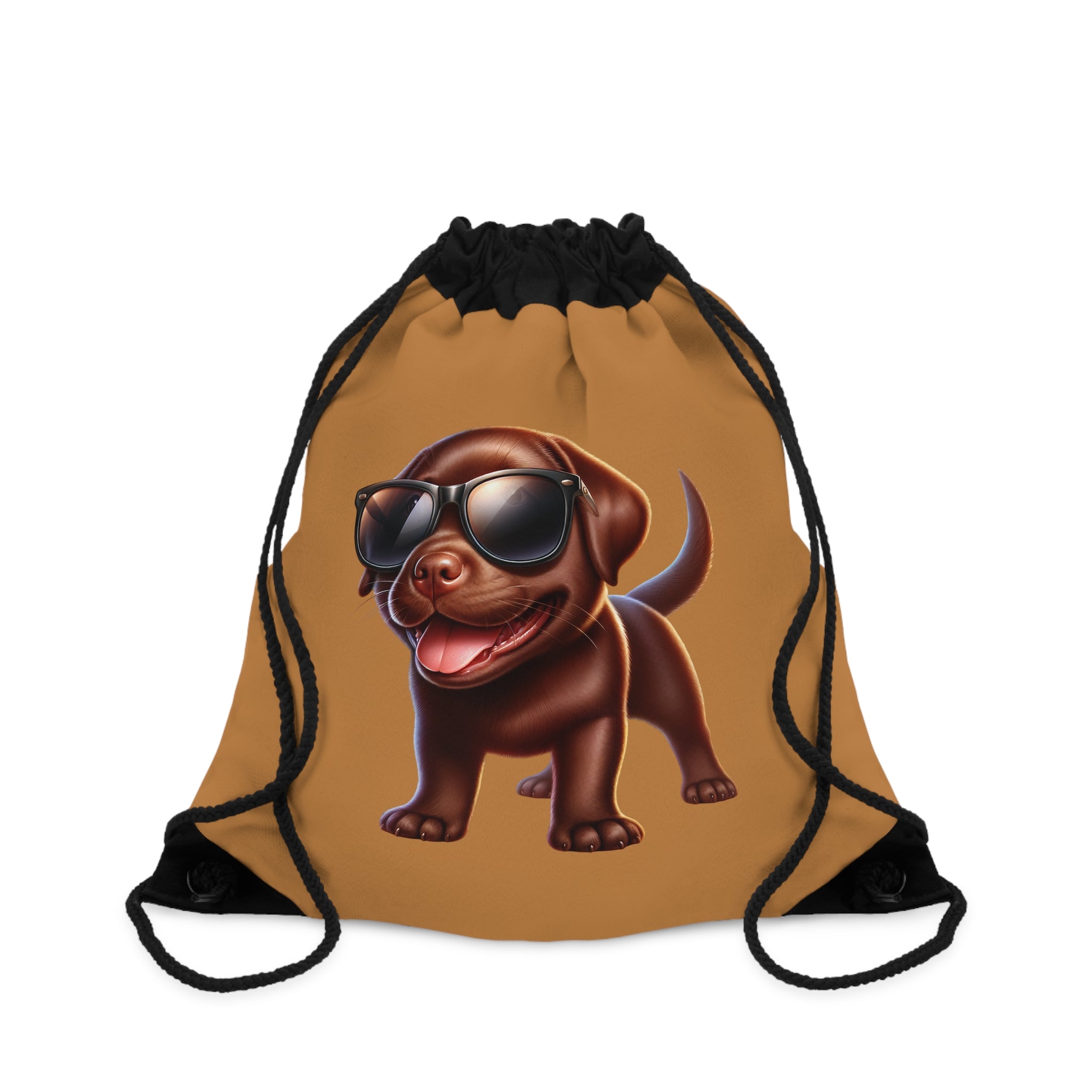 Chocolate Lab w/ Sunglasses Drawstring Bag